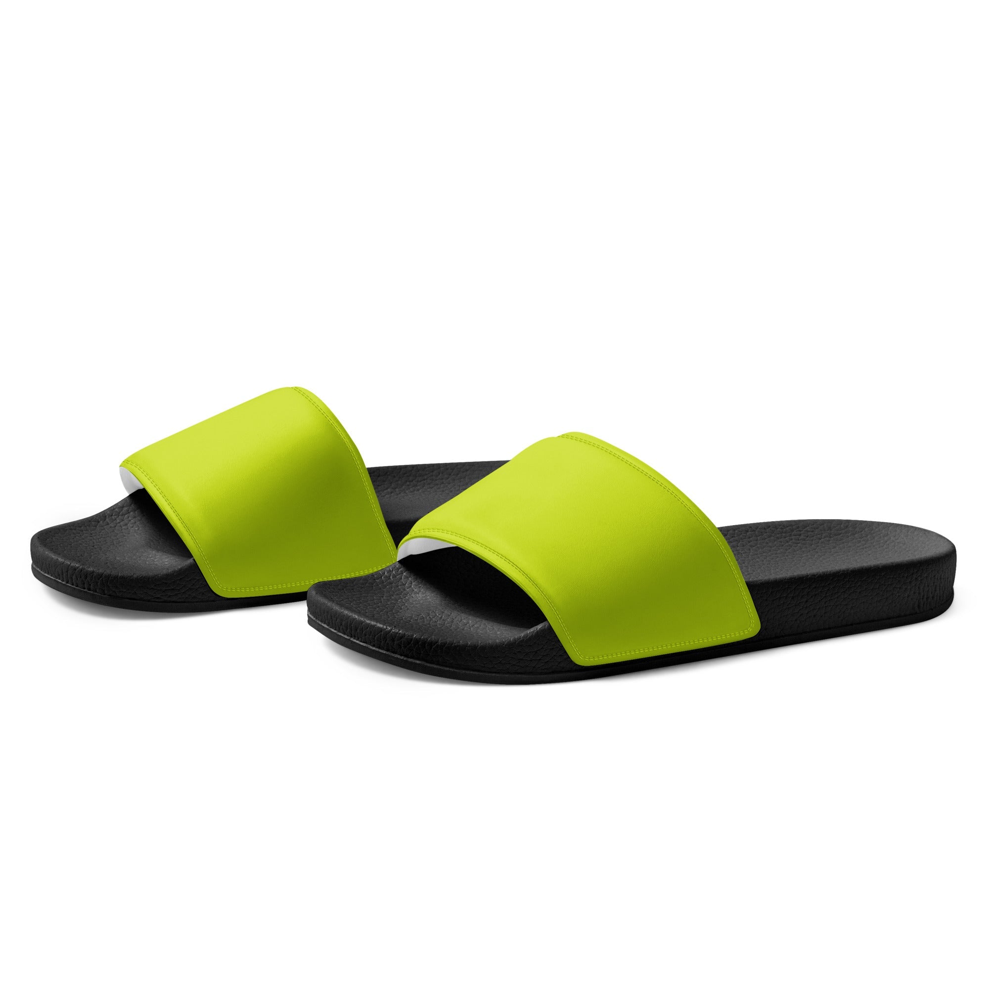 Bitter Lemon Color Men's Slides by Visual Verse - Image 3