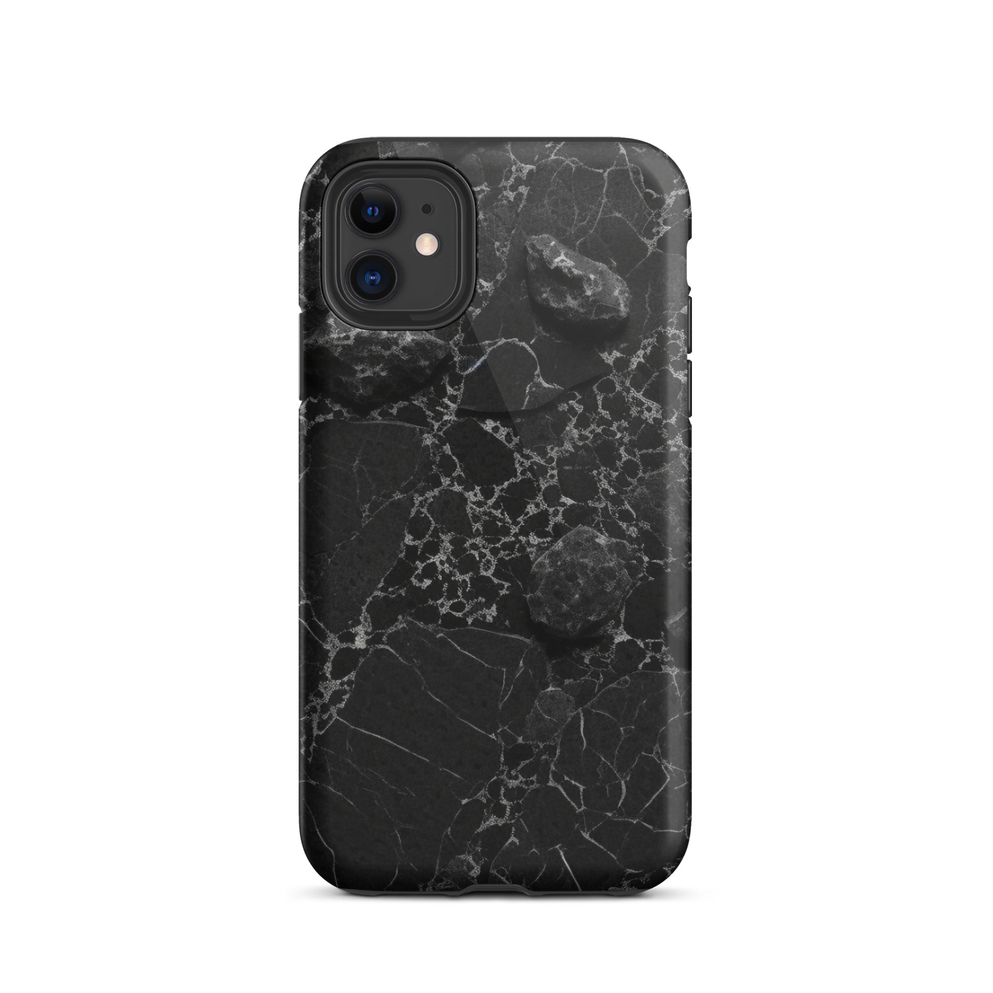 Black White Lined Granite iPhone Case by Visual Verse - Image 1