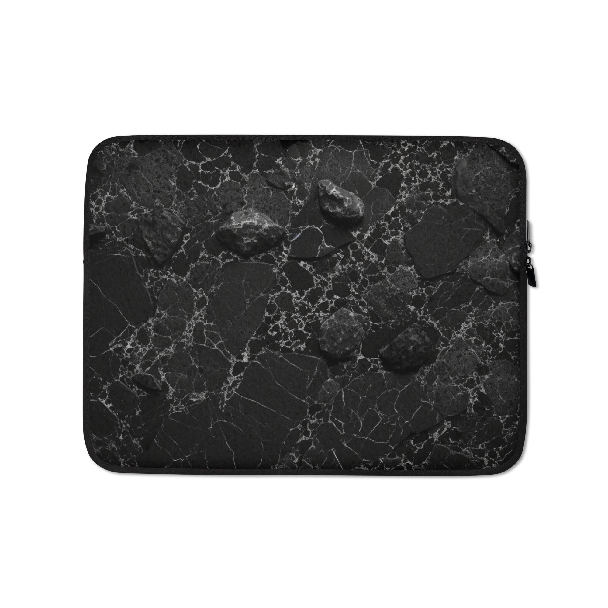 Black White Lined Granite Laptop Sleeve by Visual Verse - Image 2