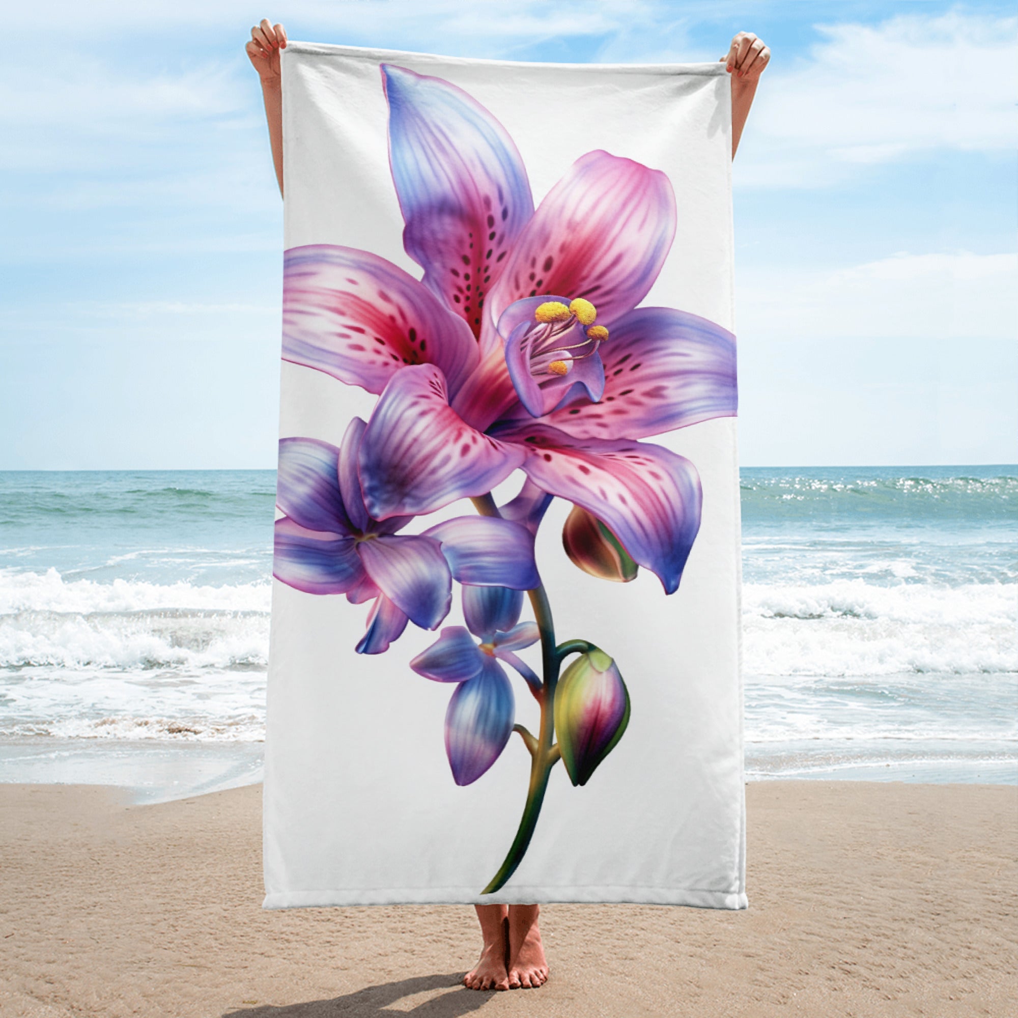 Blephilia Flower Beach Towel by Visual Verse - Image 1