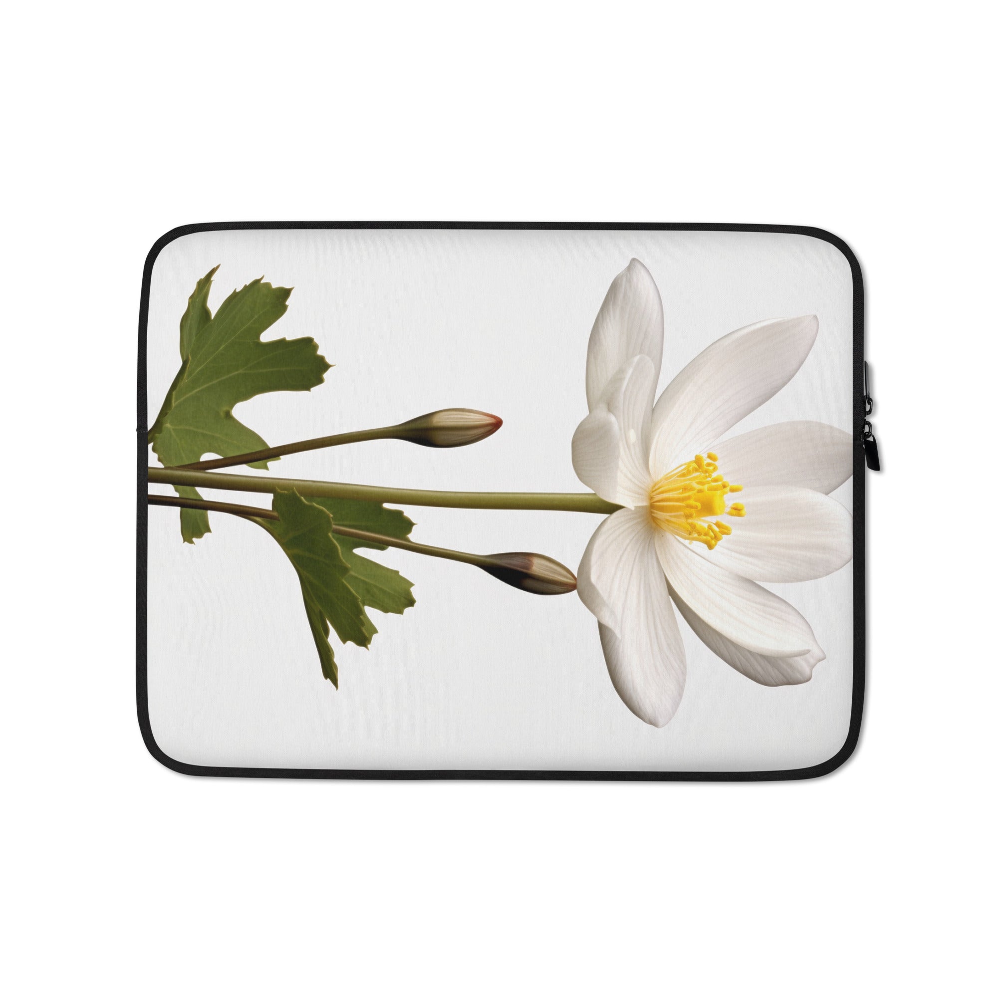 Bloodroot Flower Laptop Sleeve by Visual Verse - Image 2