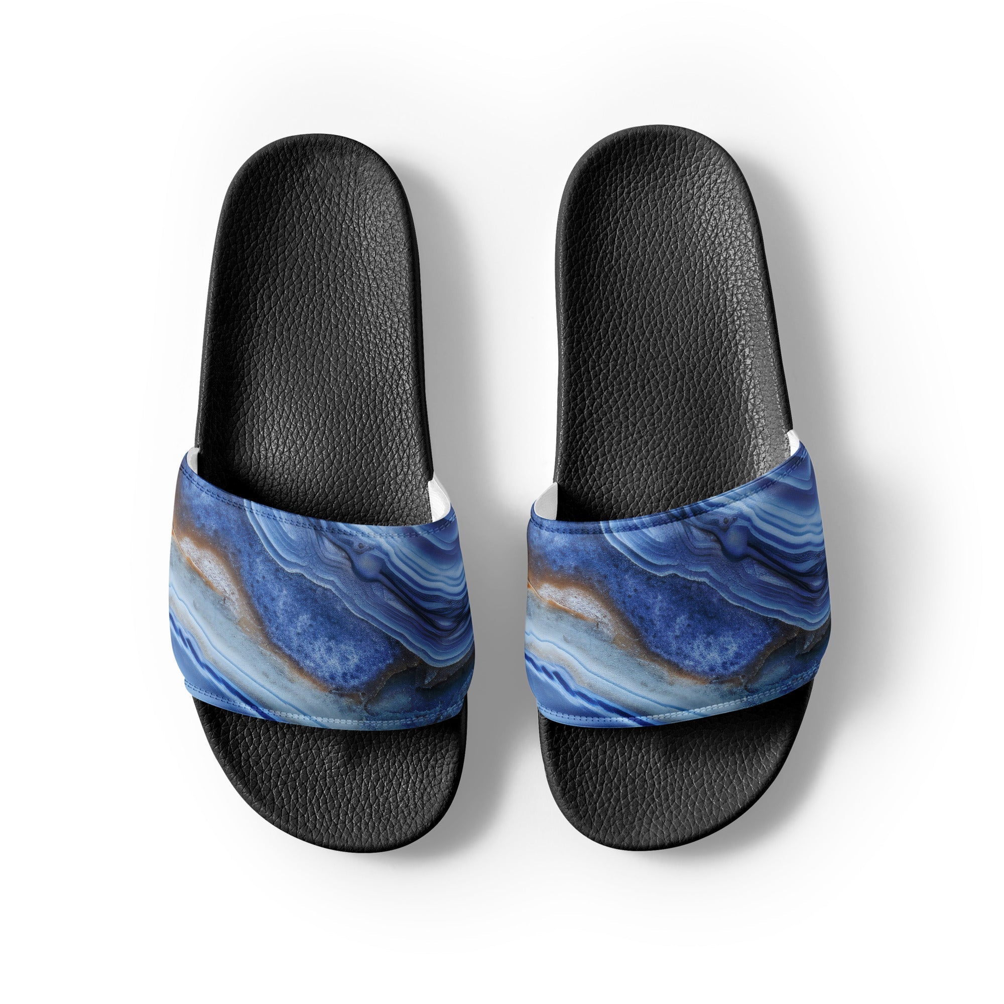 Blue Agate Men's Slides by Visual Verse - Image 2