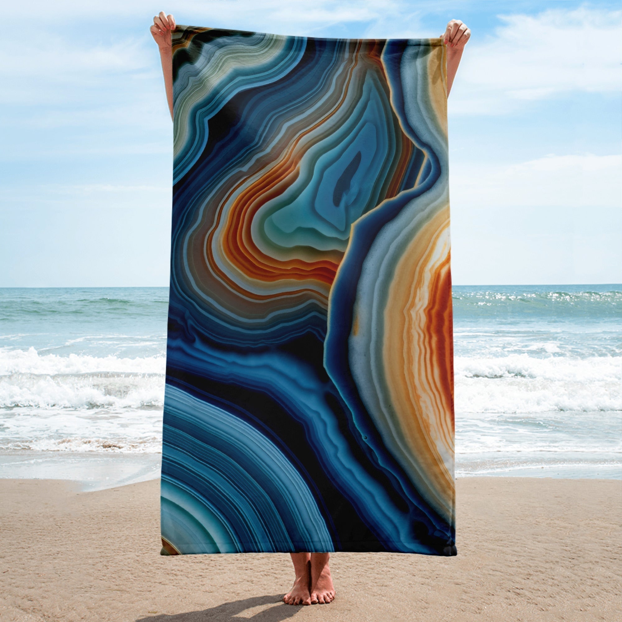 Blue Agate Rock Beach Towel by Visual Verse - Image 1