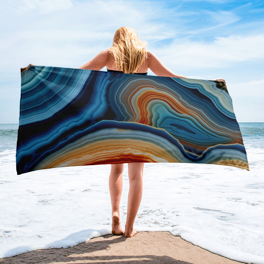 Blue Agate Rock Beach Towel by Visual Verse - Image 2