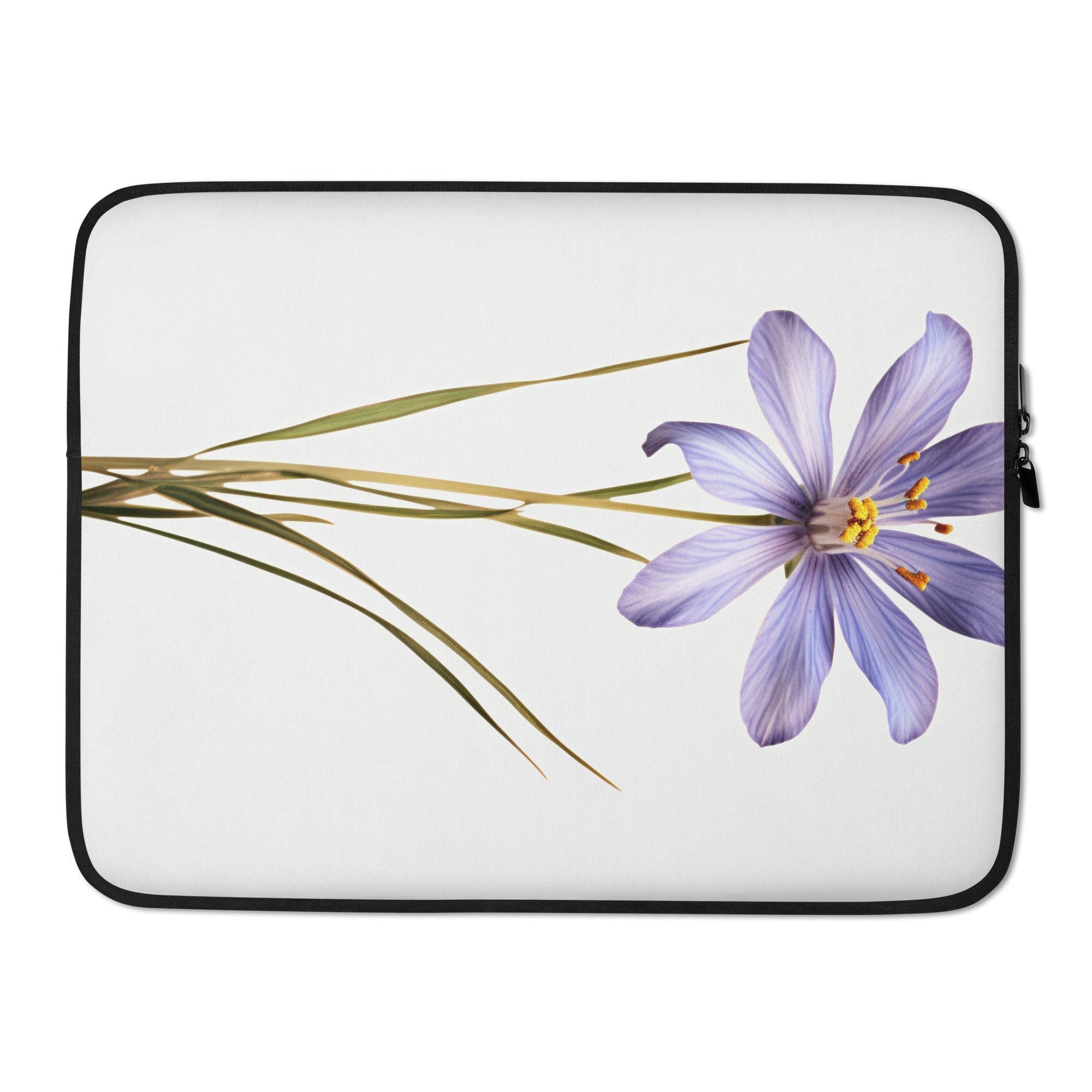 Blue-Eyed Grass Flower Laptop Sleeve by Visual Verse - Image 1