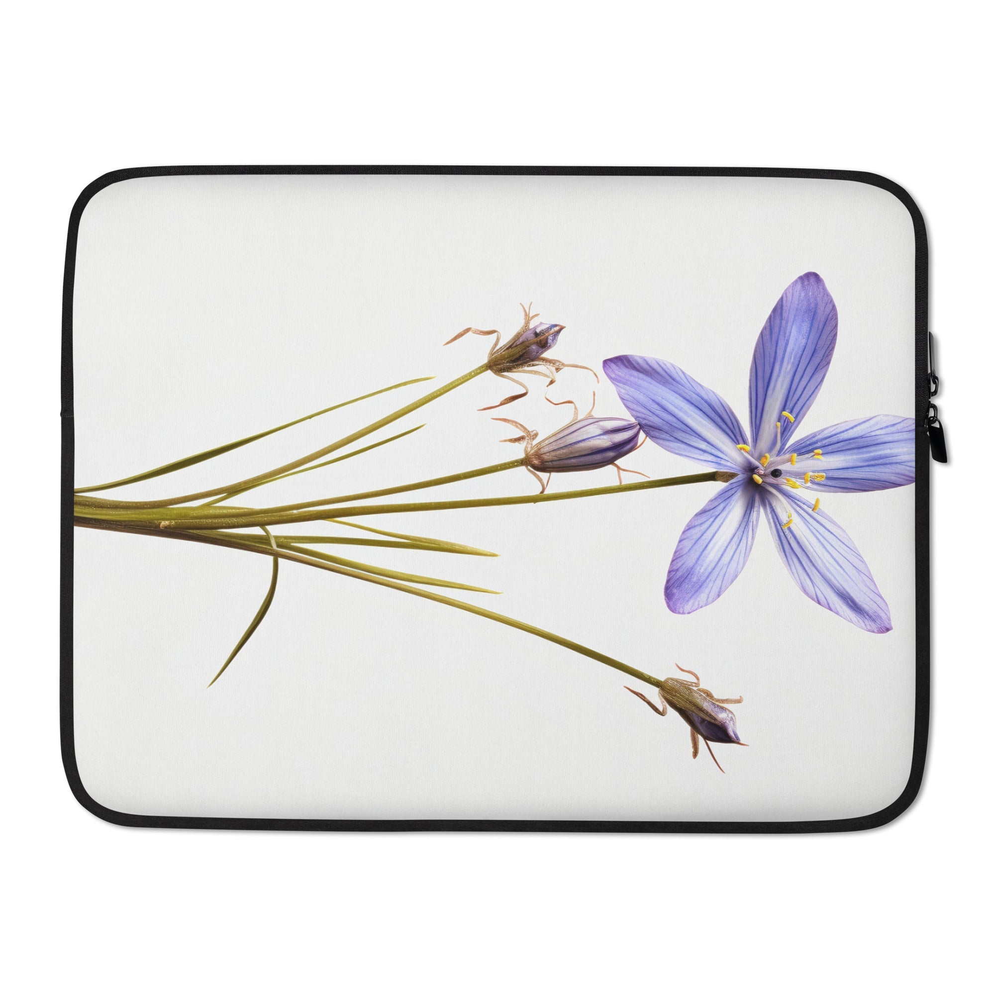 Blue-Eyed Grass Growing Flower Laptop Sleeve by Visual Verse - Image 1