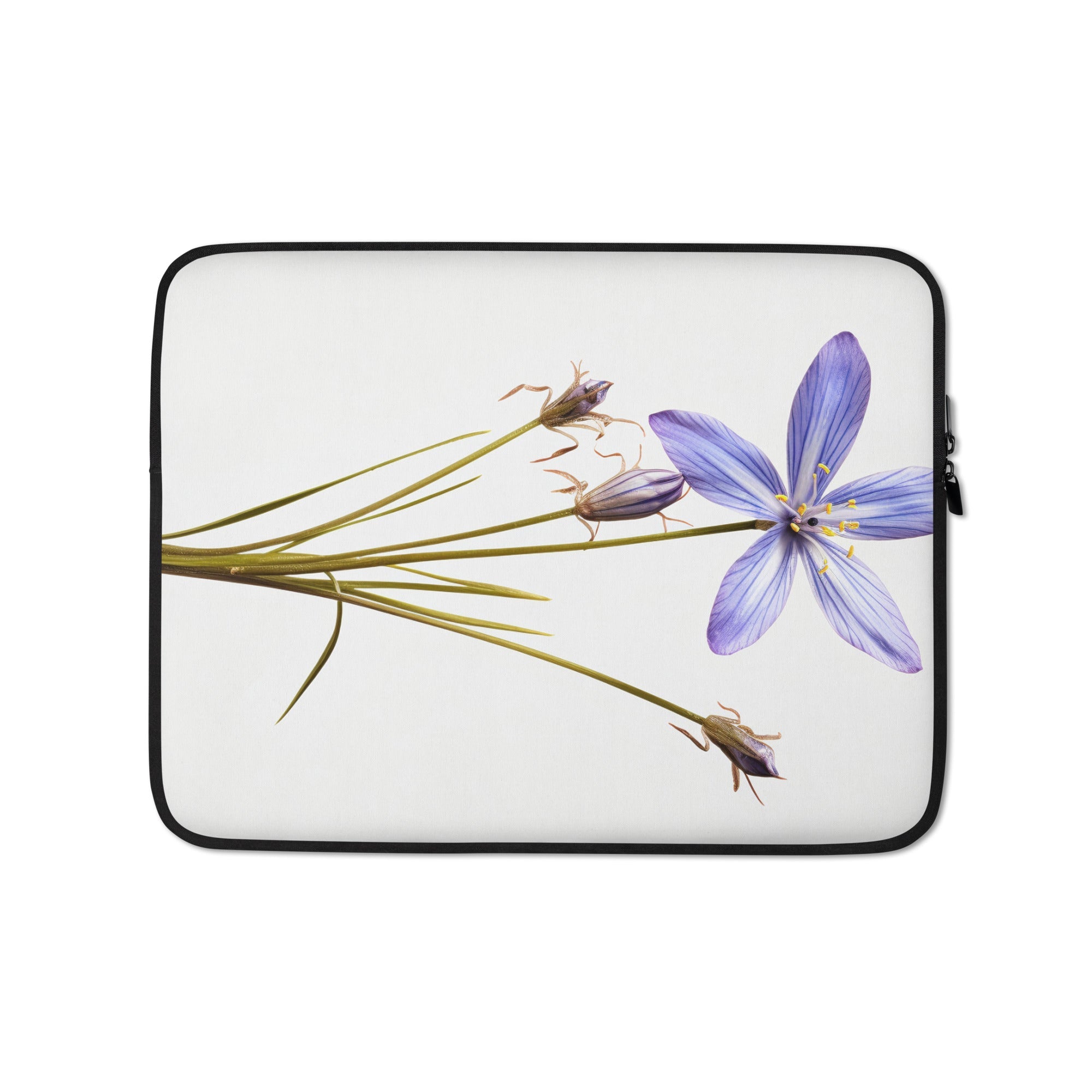 Blue-Eyed Grass Growing Flower Laptop Sleeve by Visual Verse - Image 2