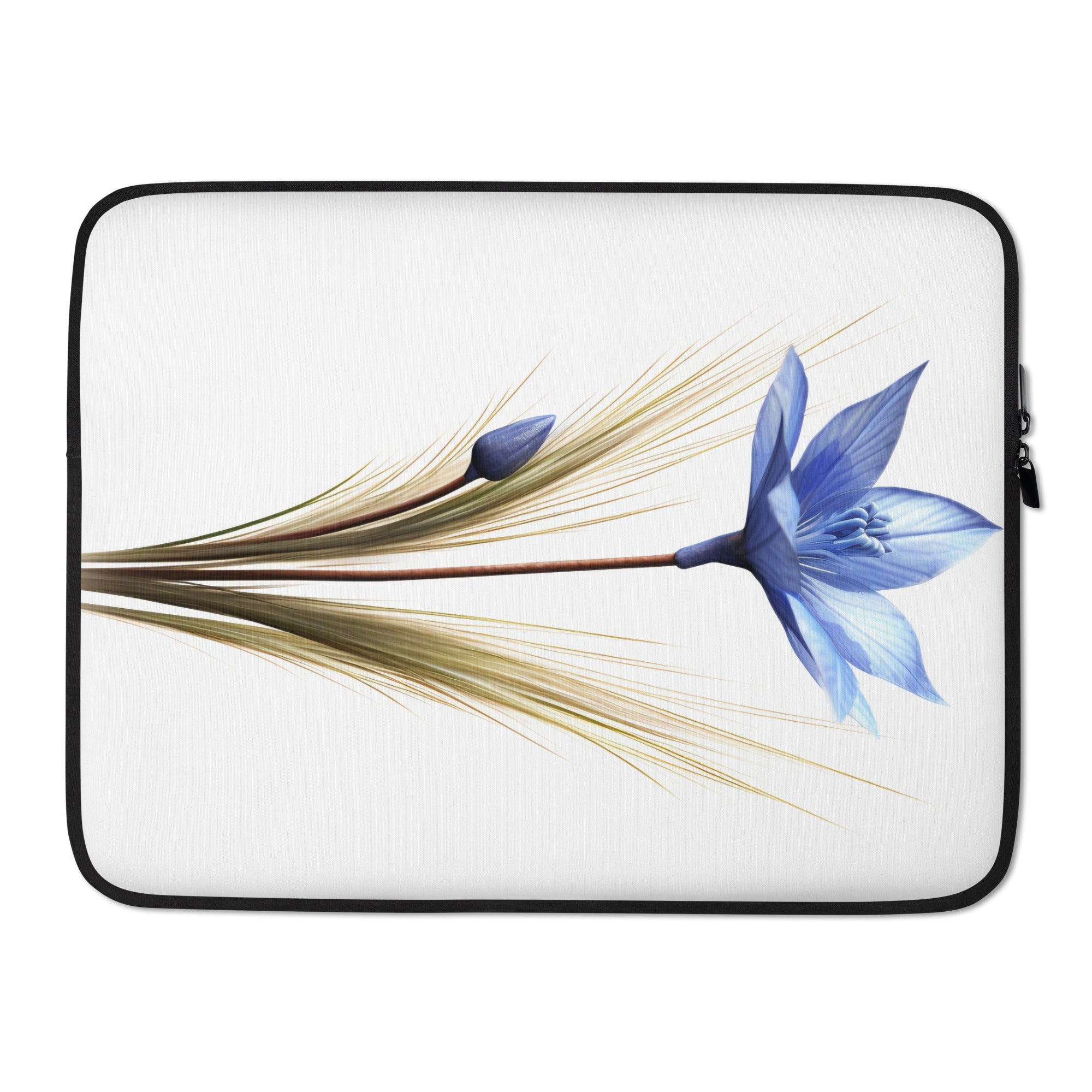 Blue Fescue Flower Laptop Sleeve by Visual Verse - Image 1