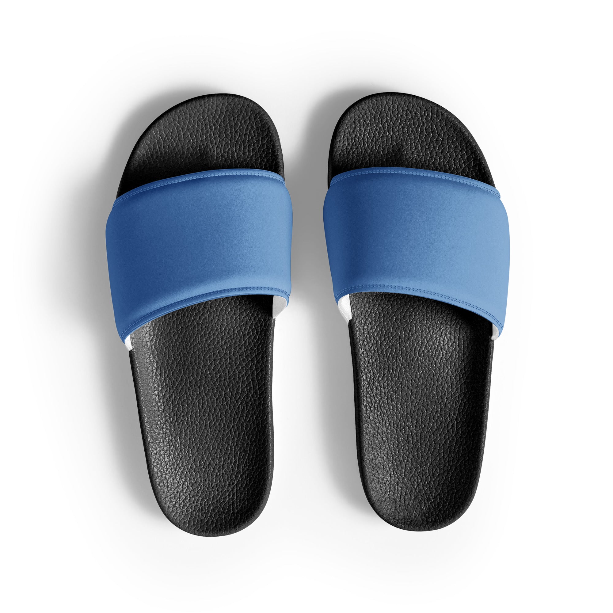 Blue Gray Color Men's Slides by Visual Verse - Image 1