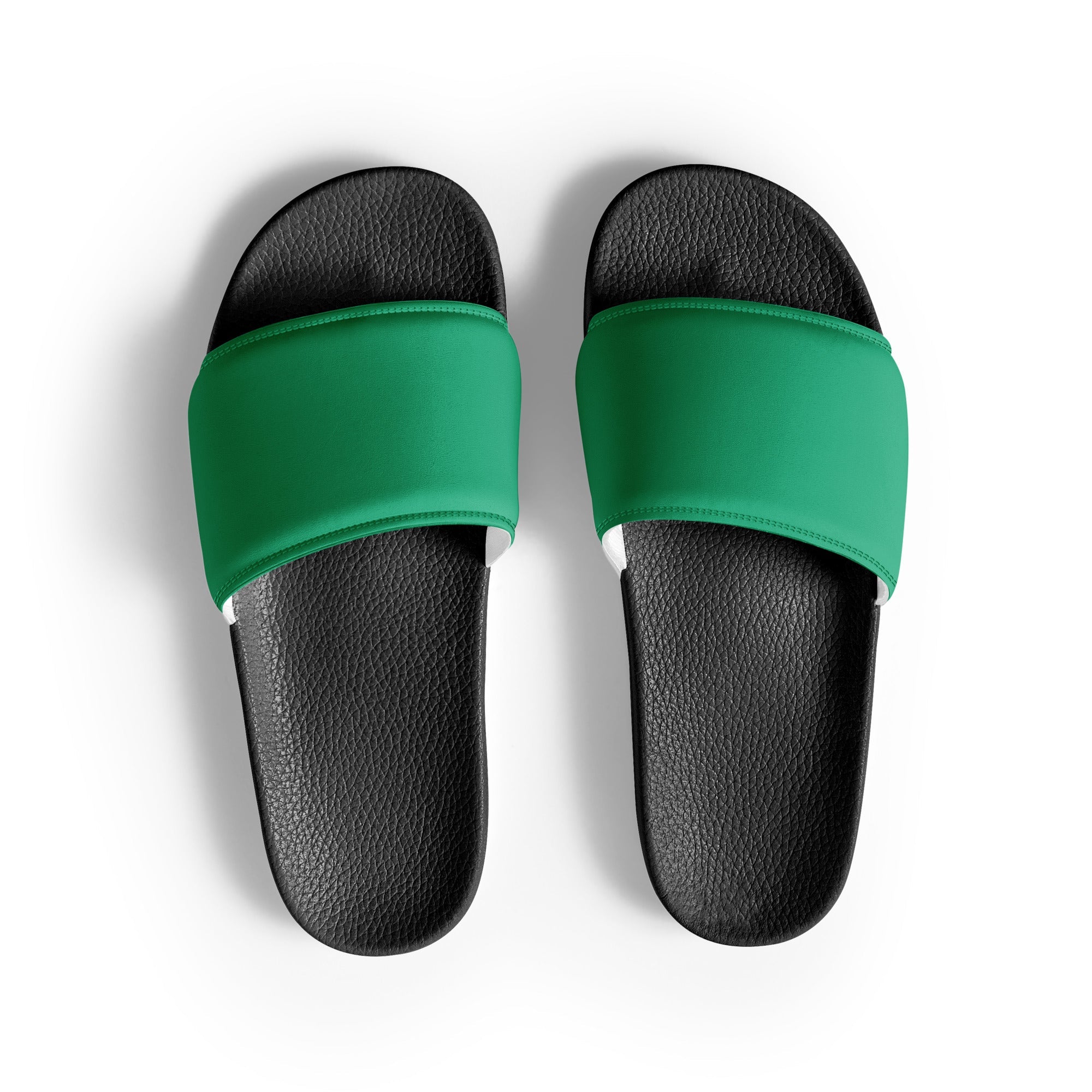 Bluish Green Color Men's Slides by Visual Verse - Image 1