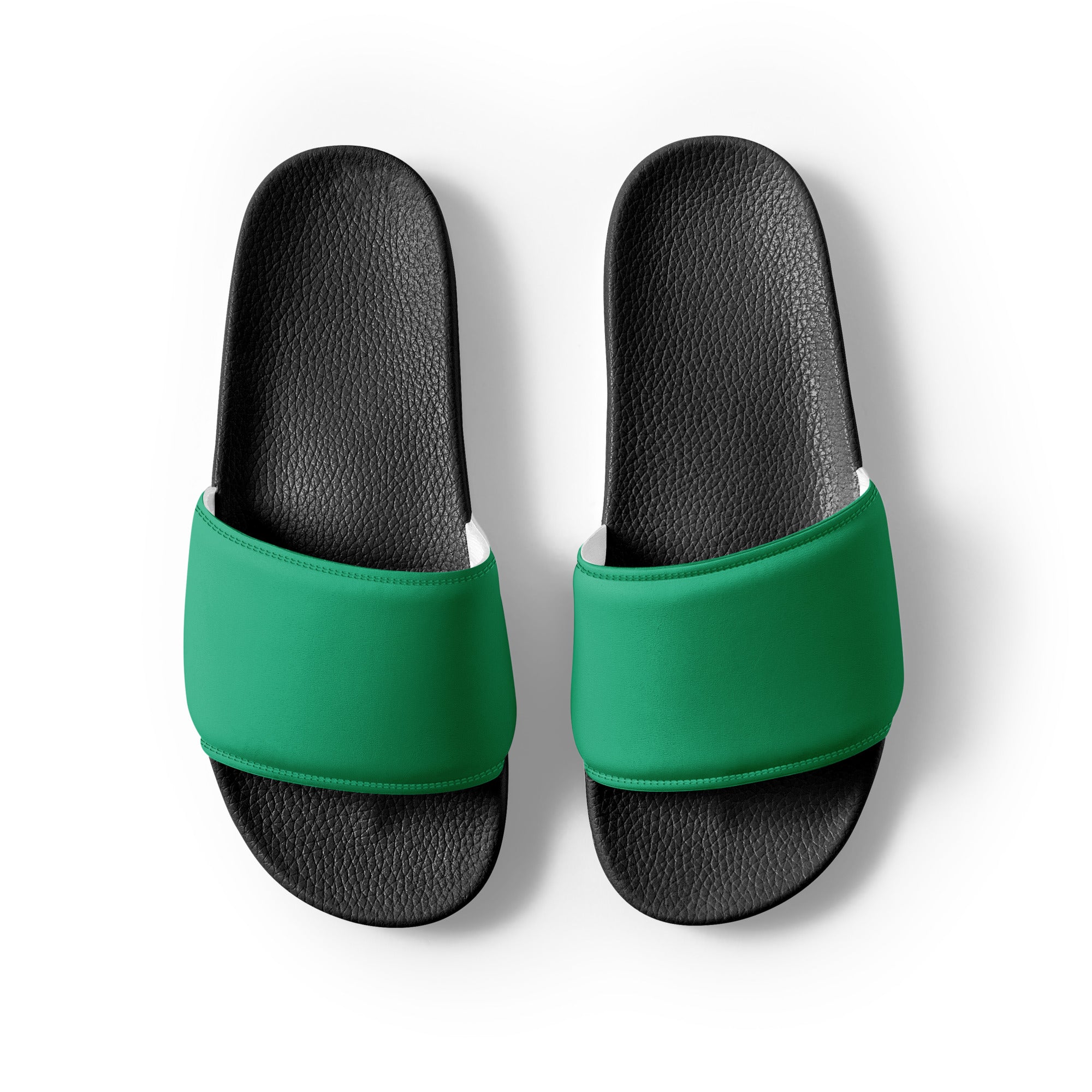 Bluish Green Color Men's Slides by Visual Verse - Image 2