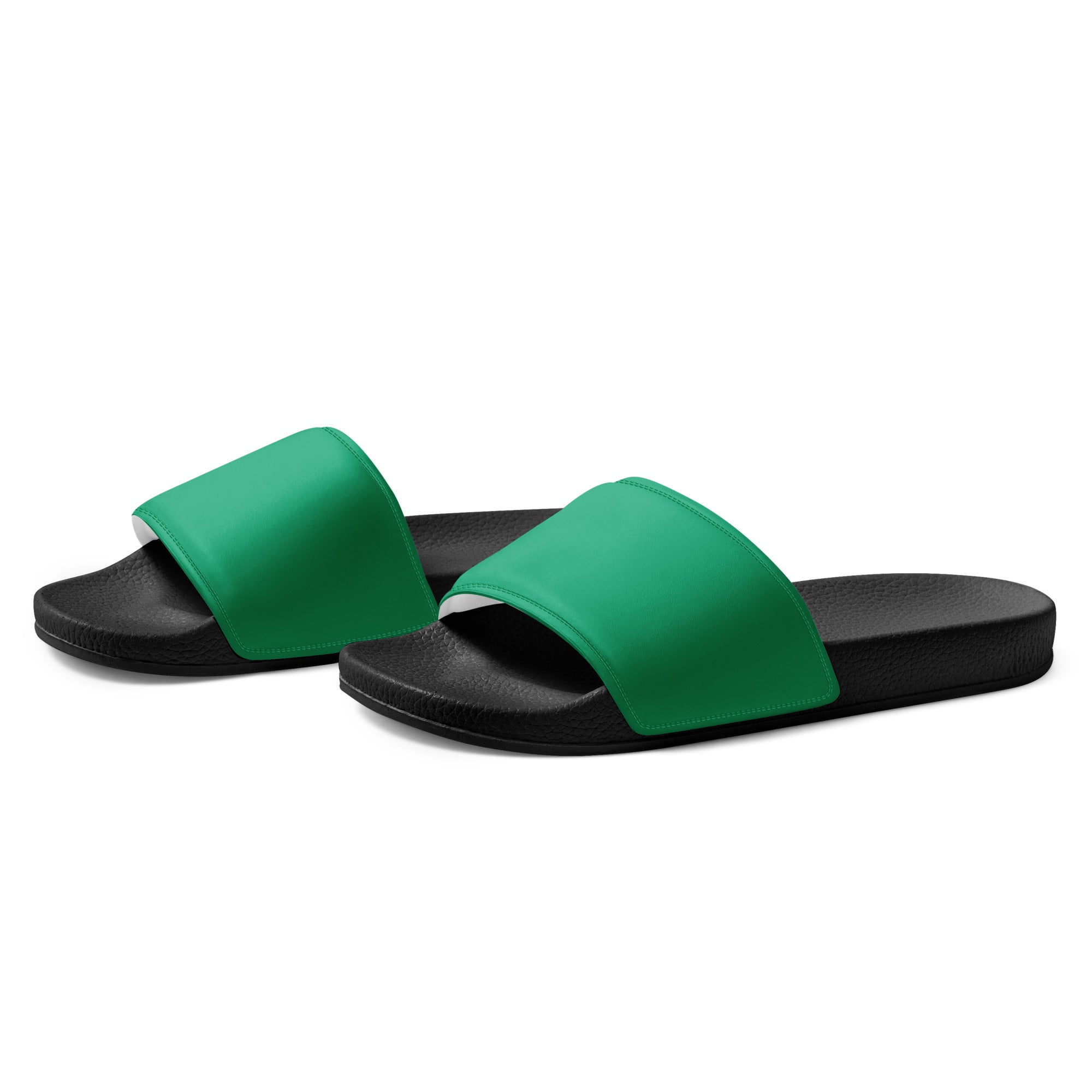 Bluish Green Color Men's Slides by Visual Verse - Image 3