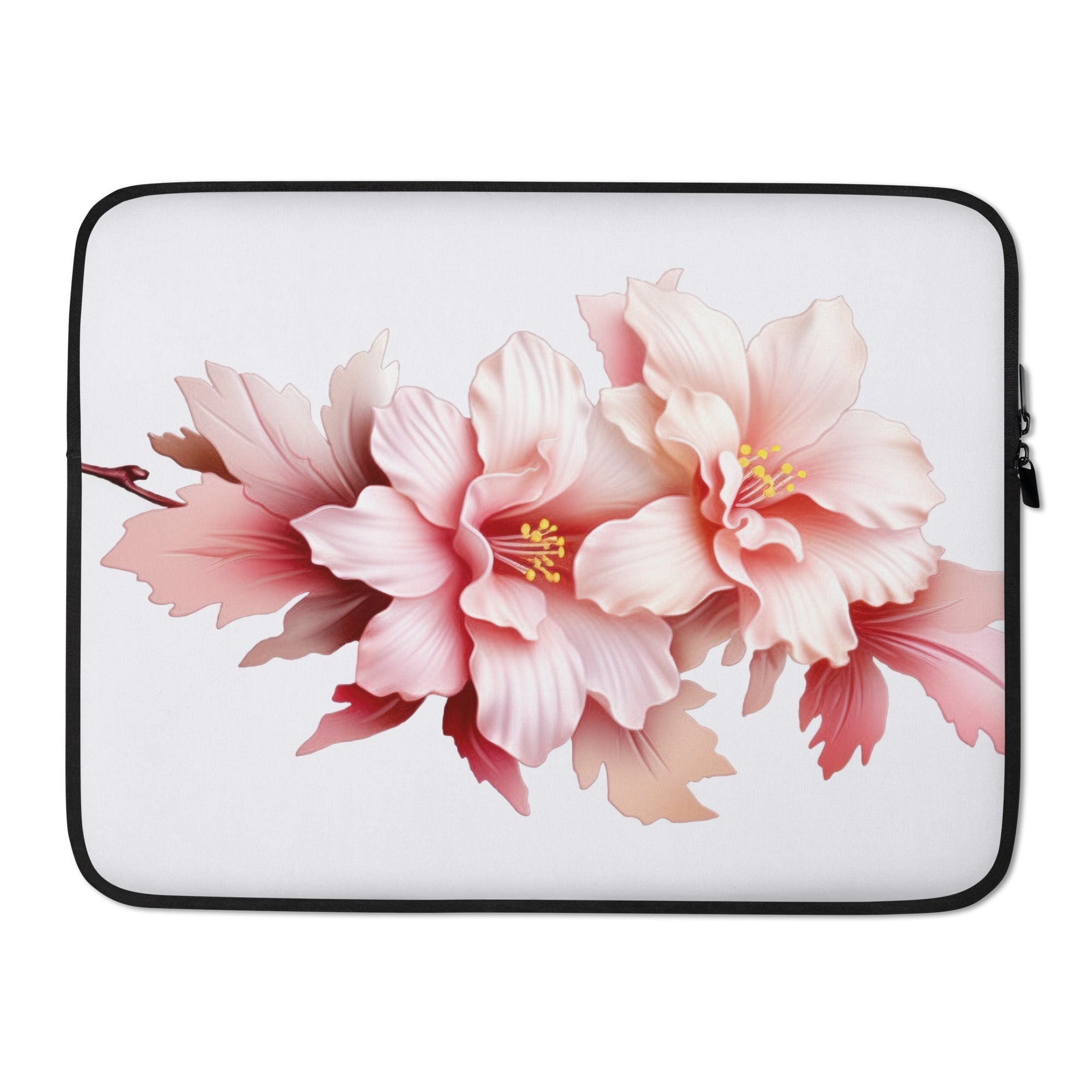 Blushing Bride Flower Laptop Sleeve by Visual Verse - Image 1