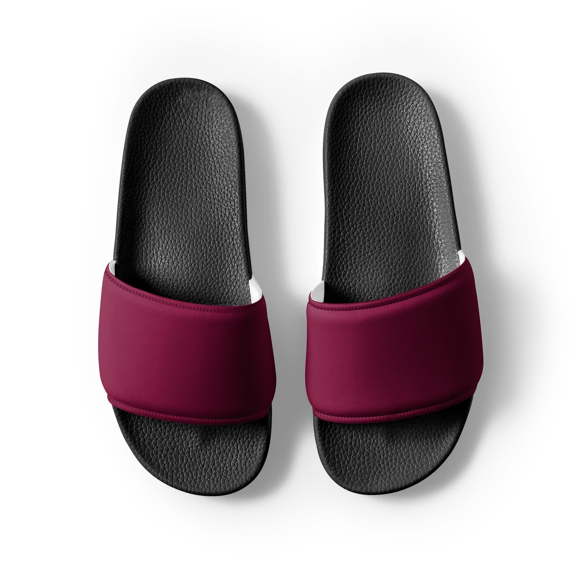 Bordeaux Color Men's Slides by Visual Verse - Image 2