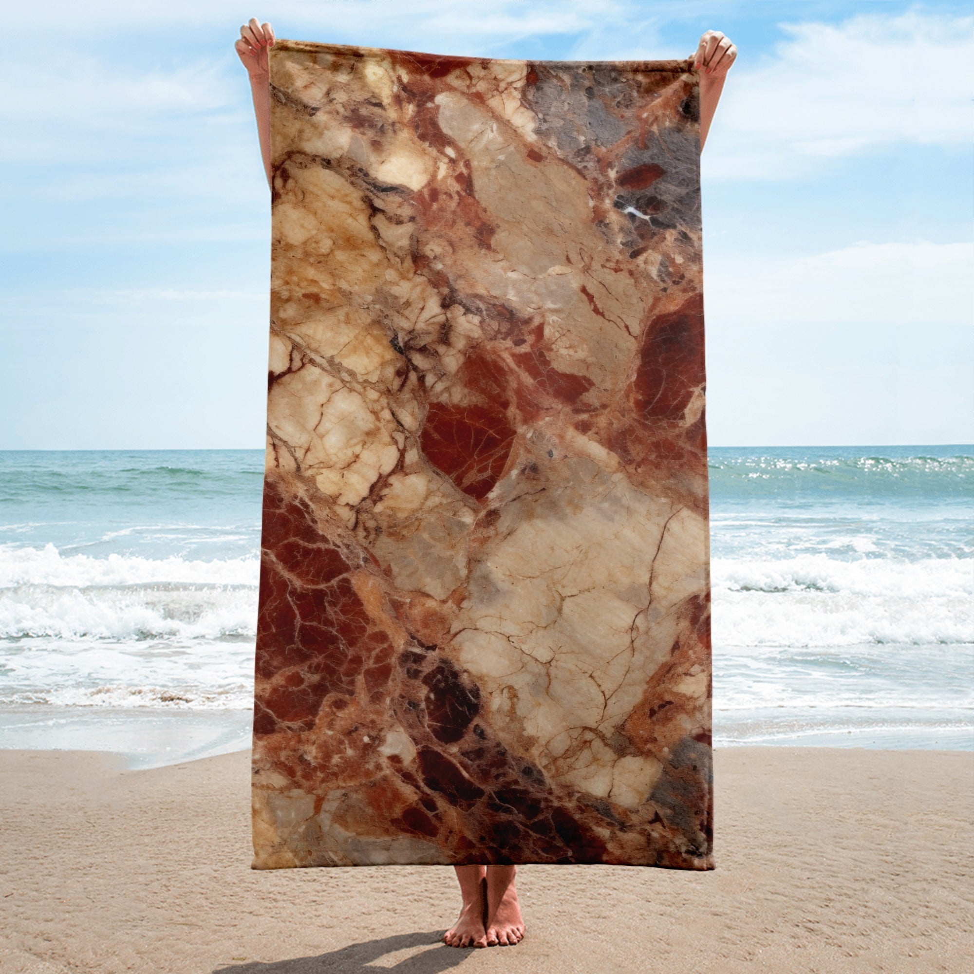 Bordeaux Granite Beach Towel by Visual Verse - Image 1