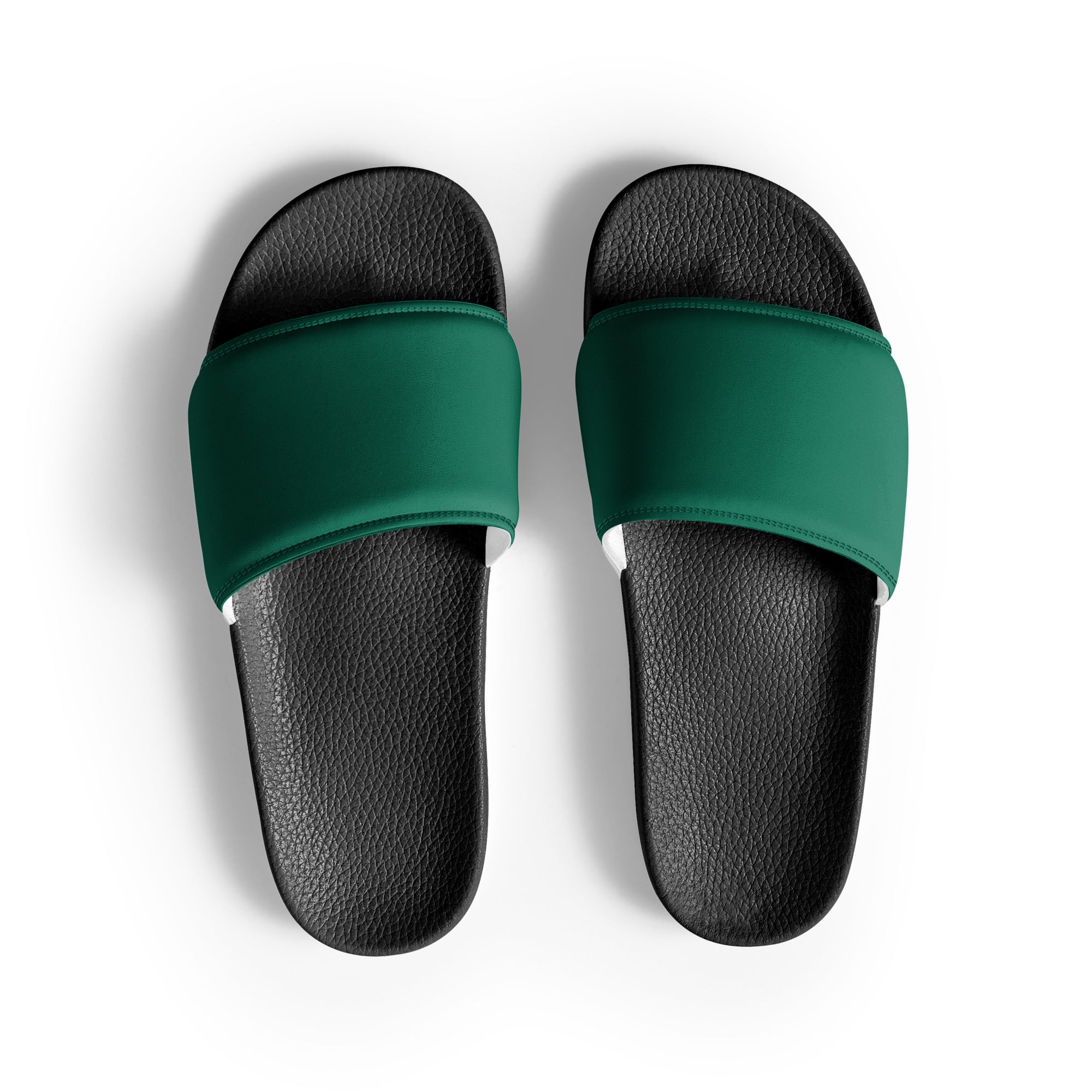 Bottle Green Color Men's Slides by Visual Verse - Image 1