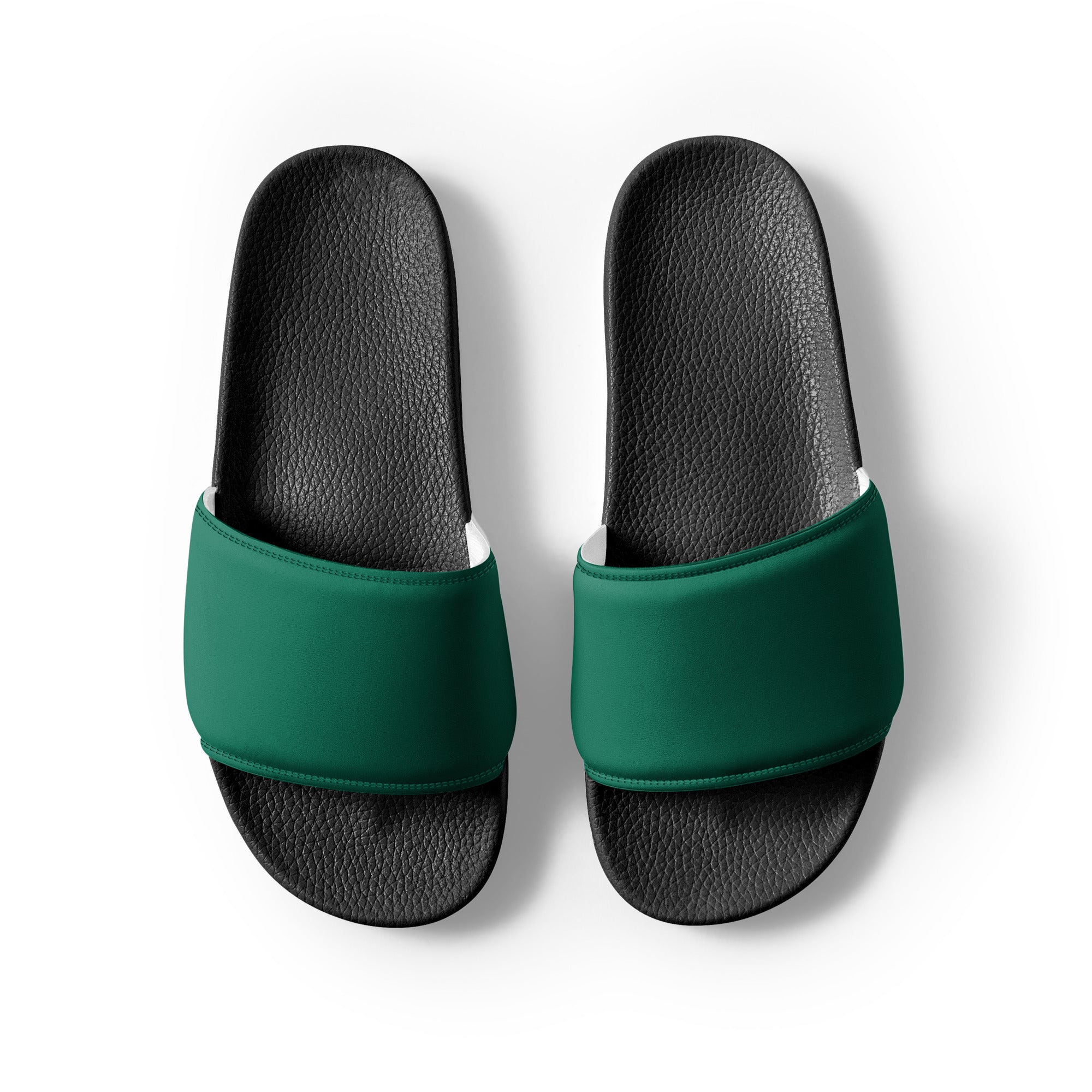 Bottle Green Color Men's Slides by Visual Verse - Image 2