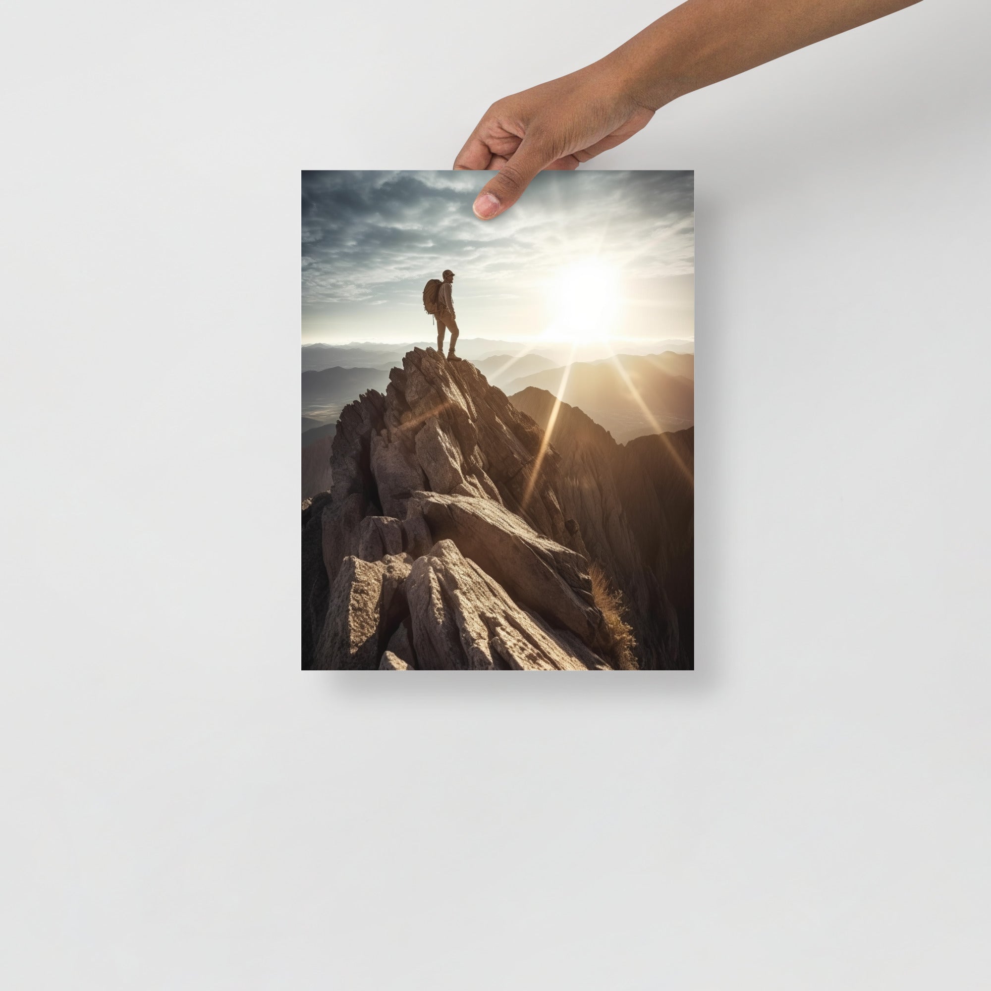 Breathtaking Mountain Climber Conquering Summit Art Poster by Visual Verse - Image 2