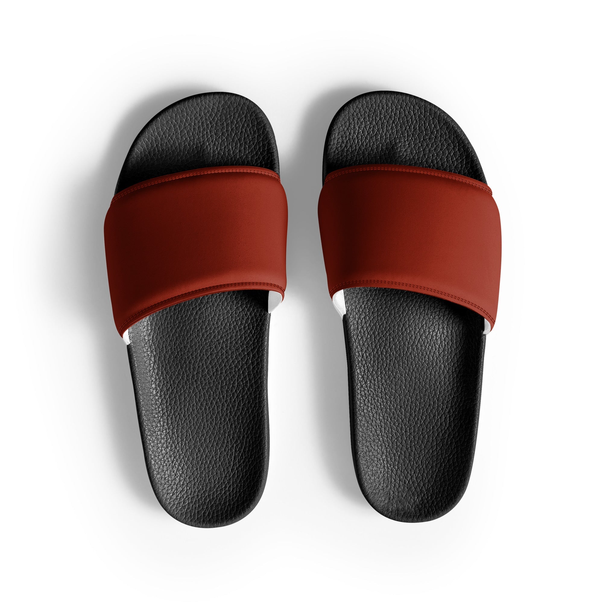 Brick Red Color Men's Slides by Visual Verse - Image 1