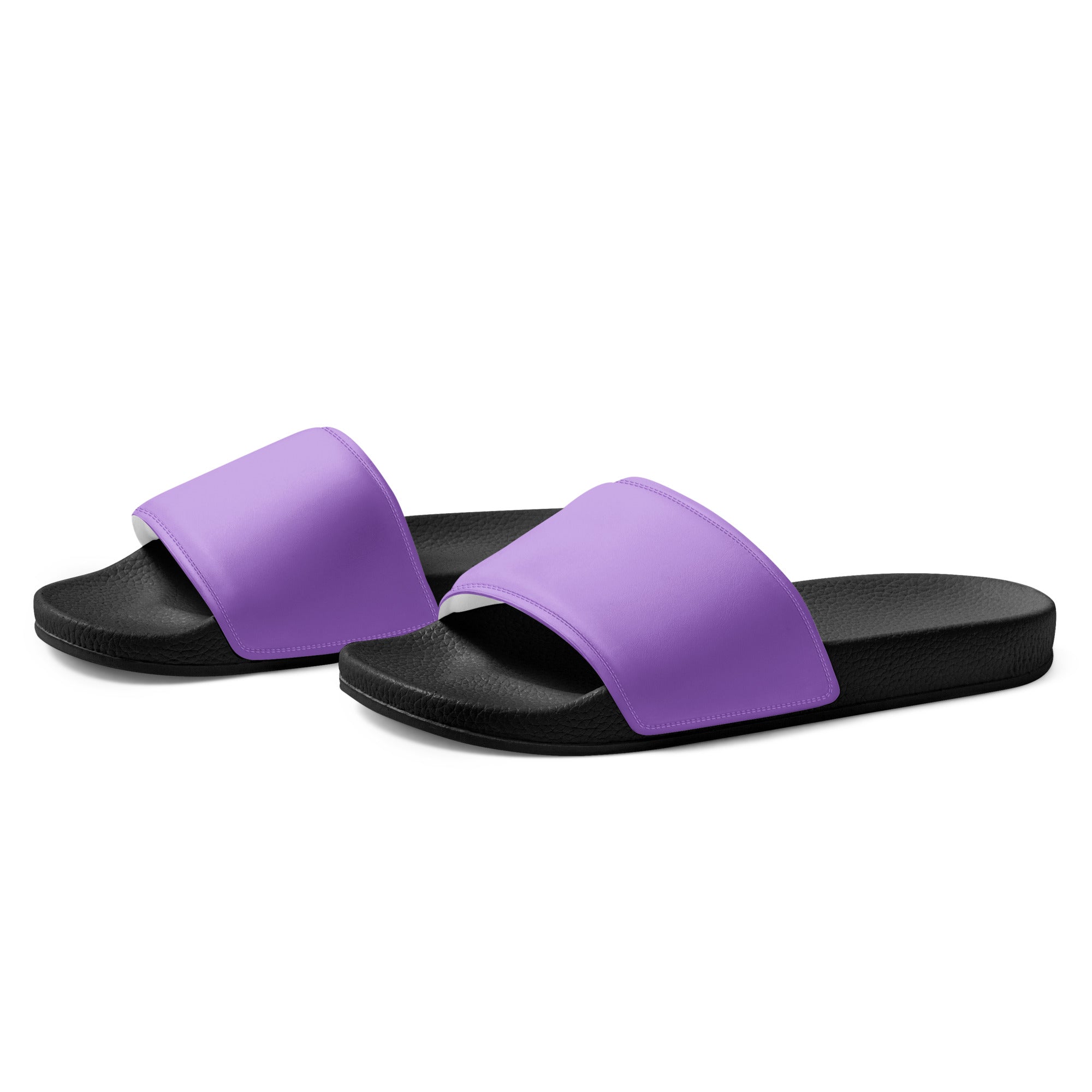 Bright Lavender Color Men's Slides by Visual Verse - Image 3