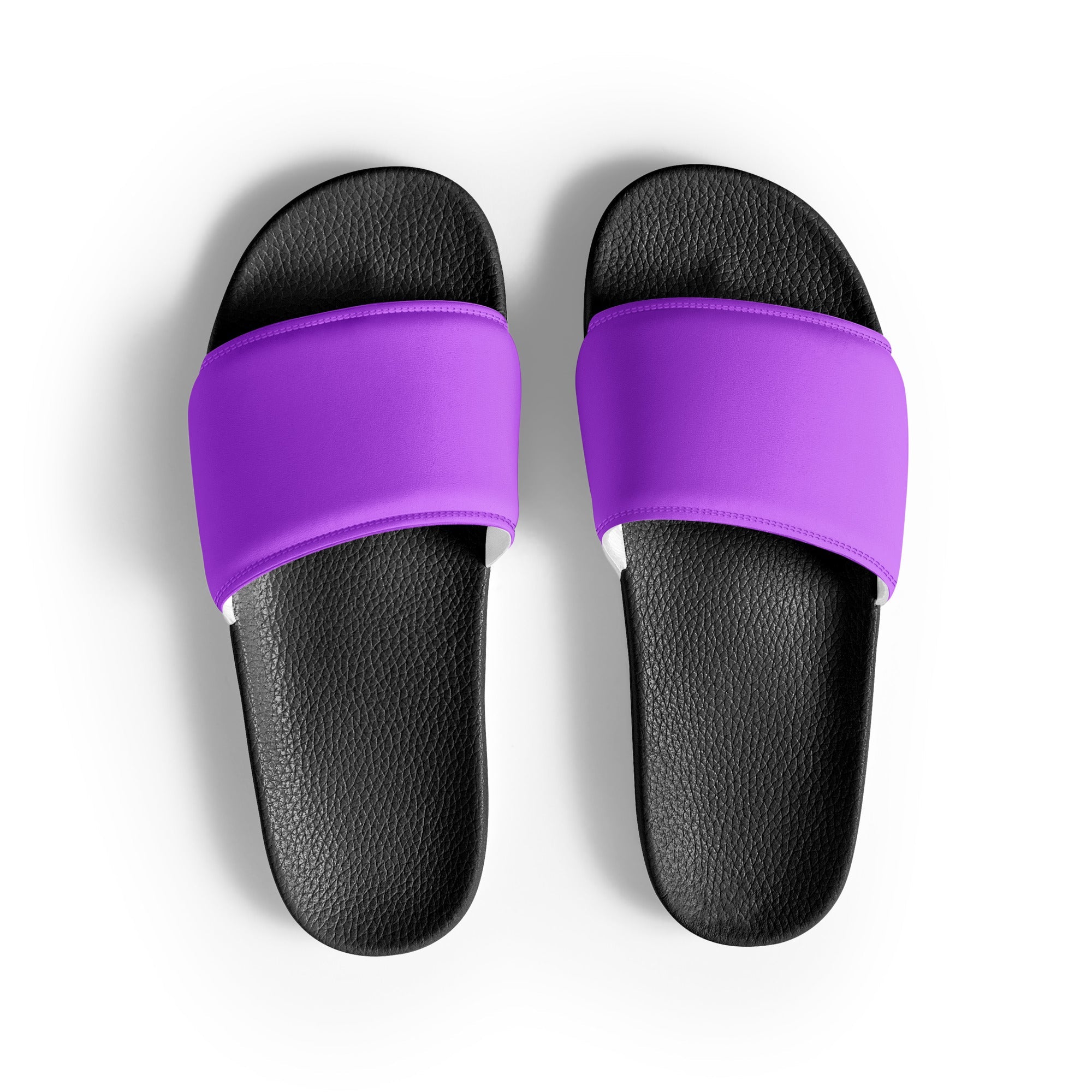 Bright Lilac Color Men's Slides by Visual Verse - Image 1