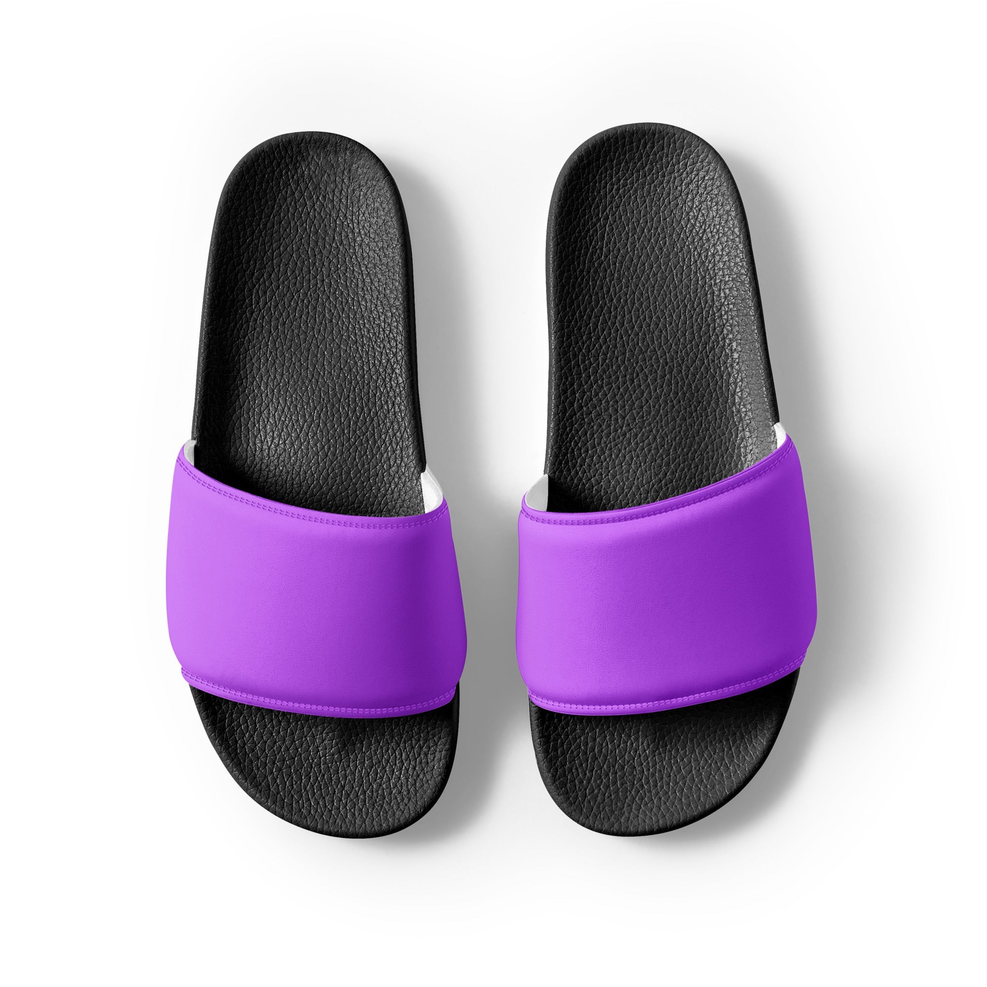 Bright Lilac Color Men's Slides by Visual Verse - Image 2