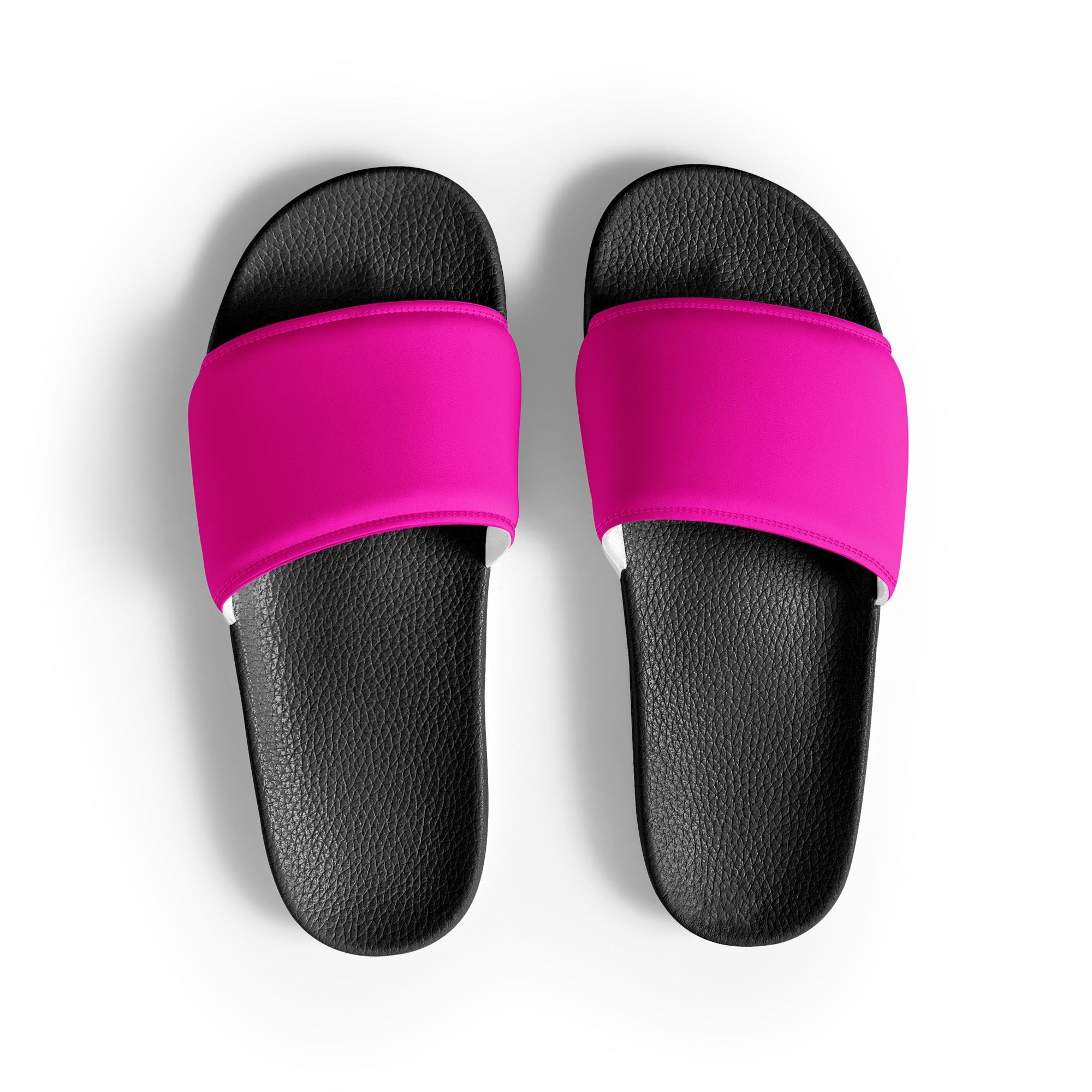 Bright Pink Color Men's Slides by Visual Verse - Image 1