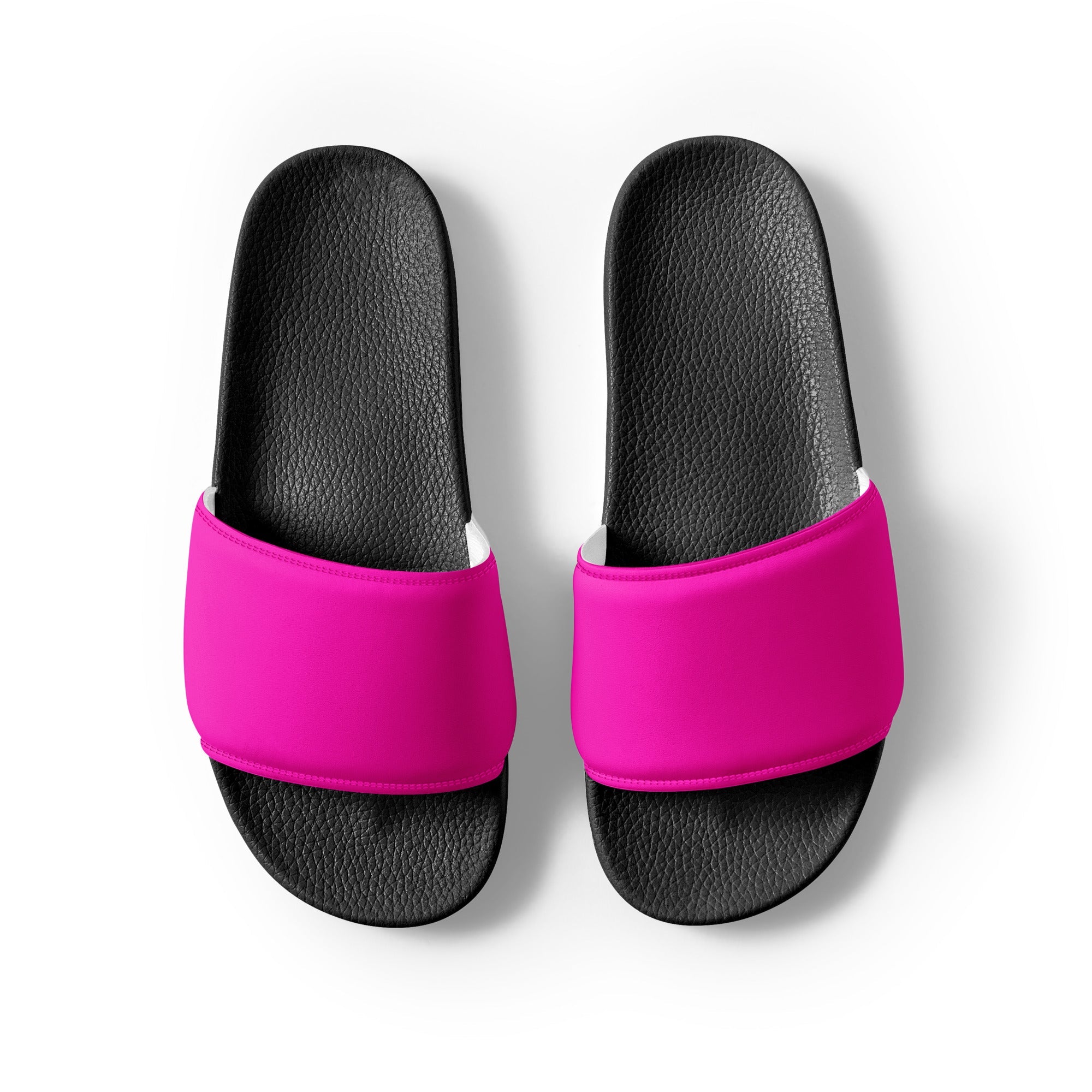 Bright Pink Color Men's Slides by Visual Verse - Image 2