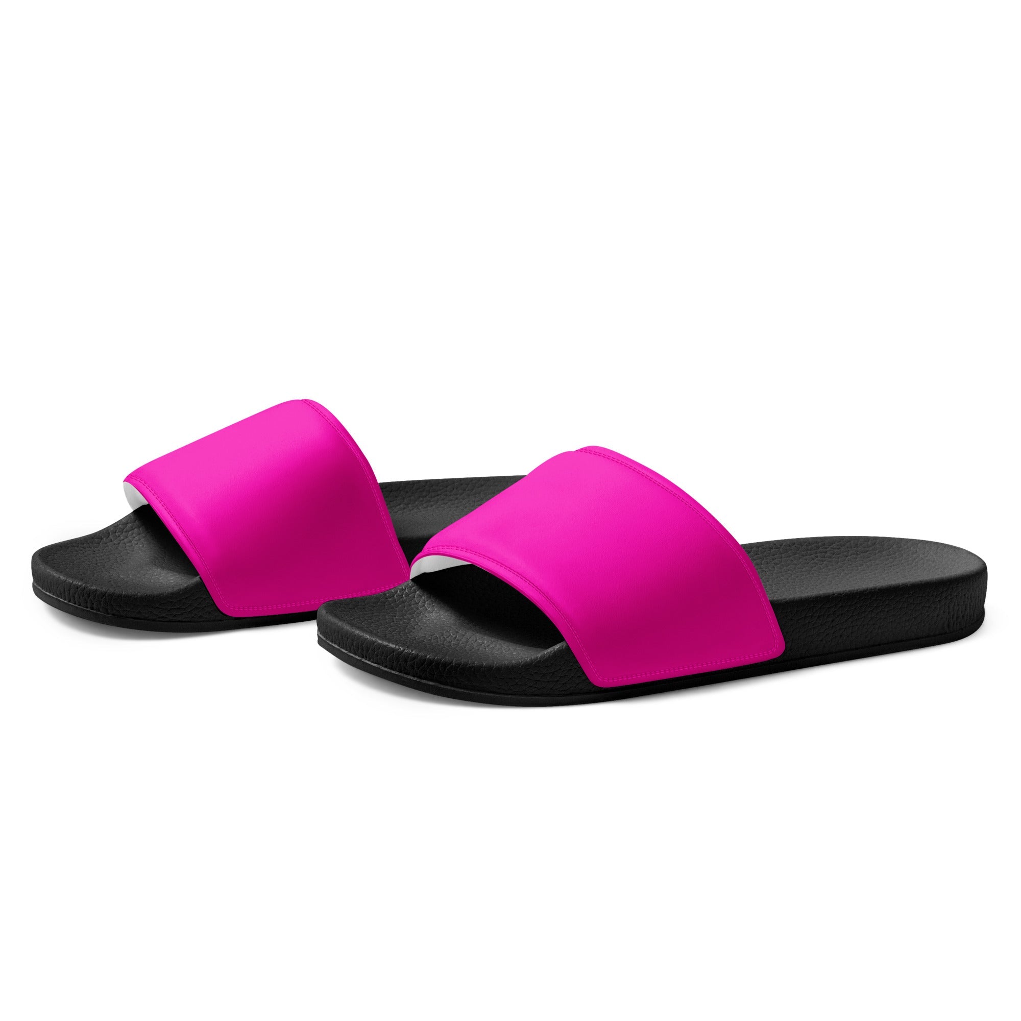 Bright Pink Color Men's Slides by Visual Verse - Image 3