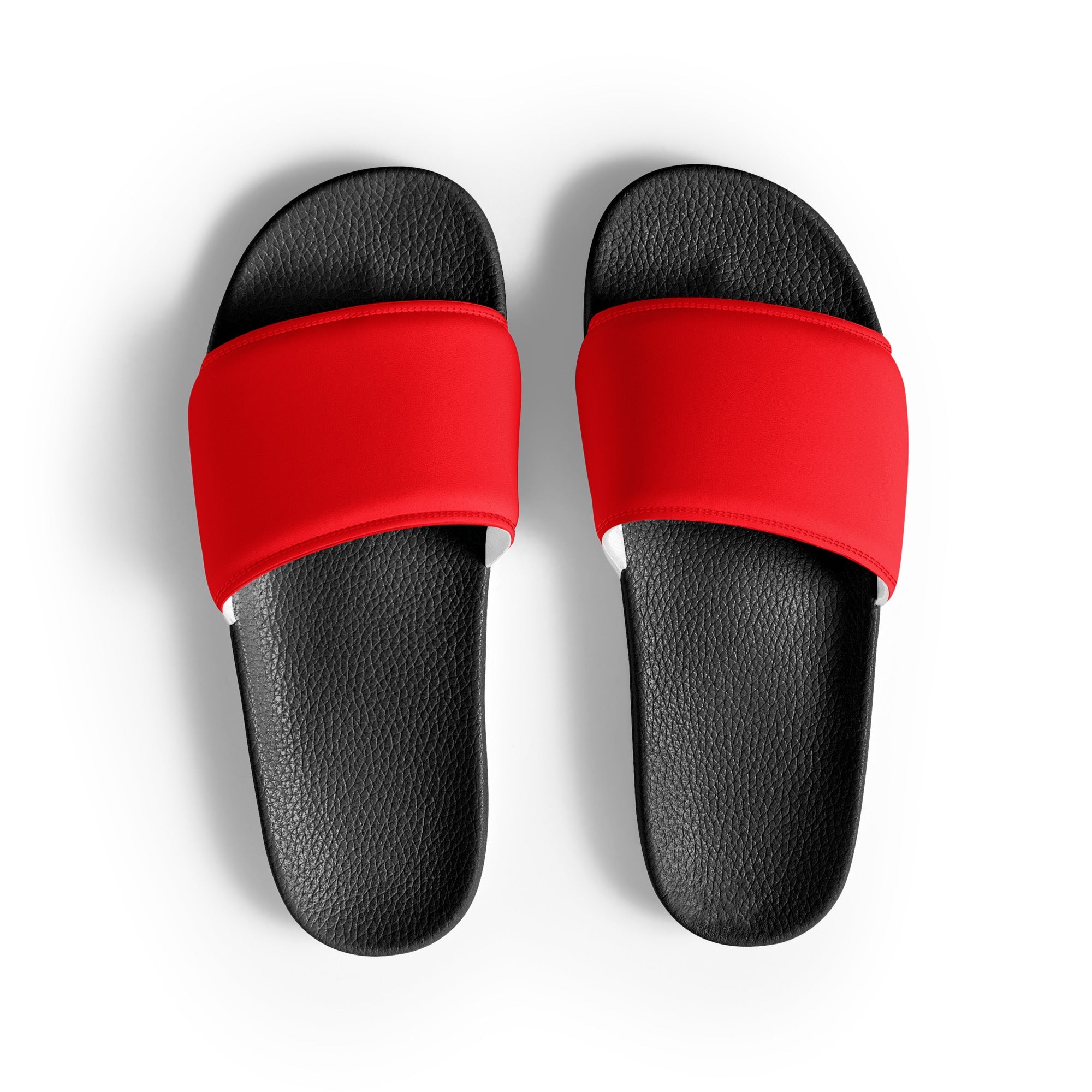 Bright Red Color Men's Slides by Visual Verse - Image 1