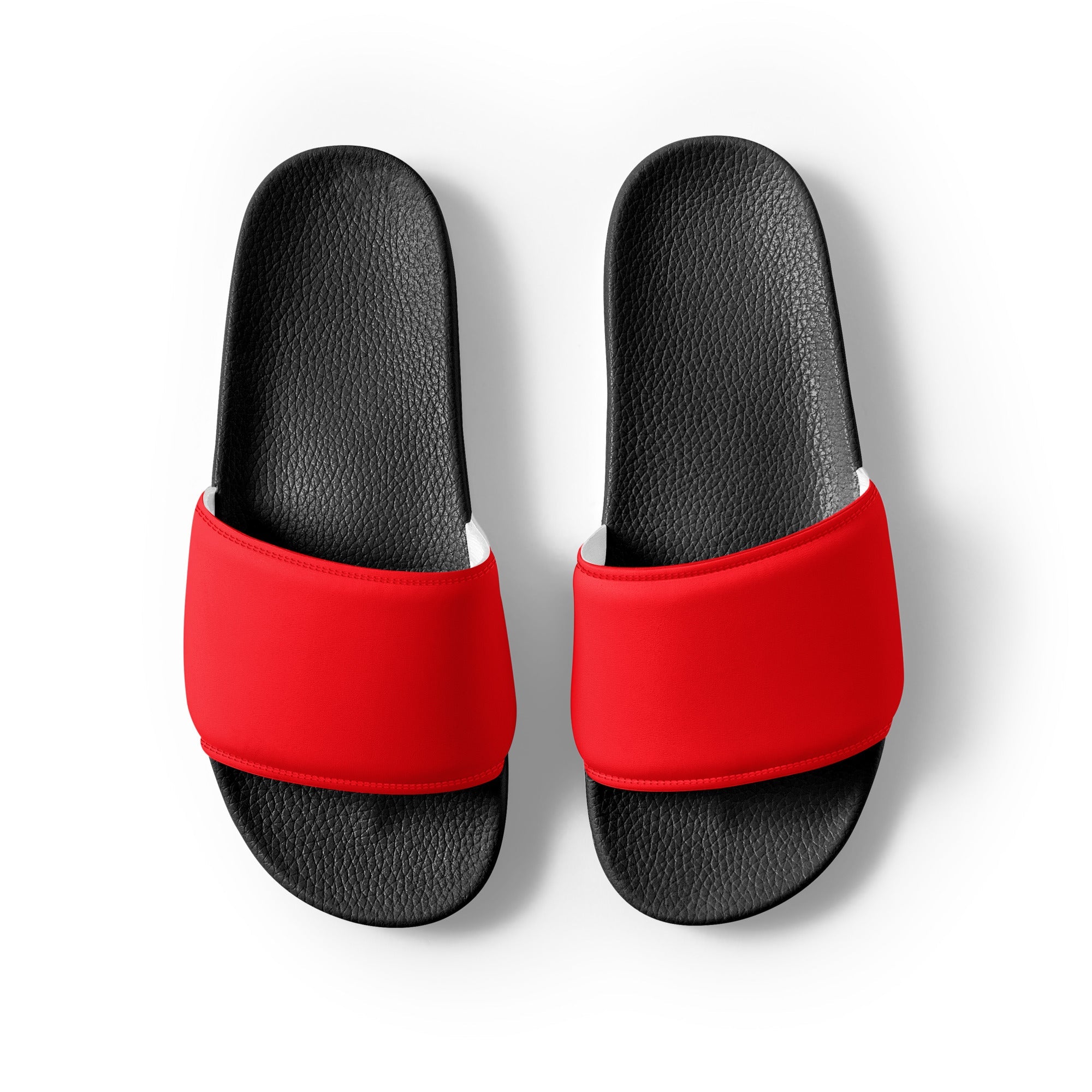 Bright Red Color Men's Slides by Visual Verse - Image 2