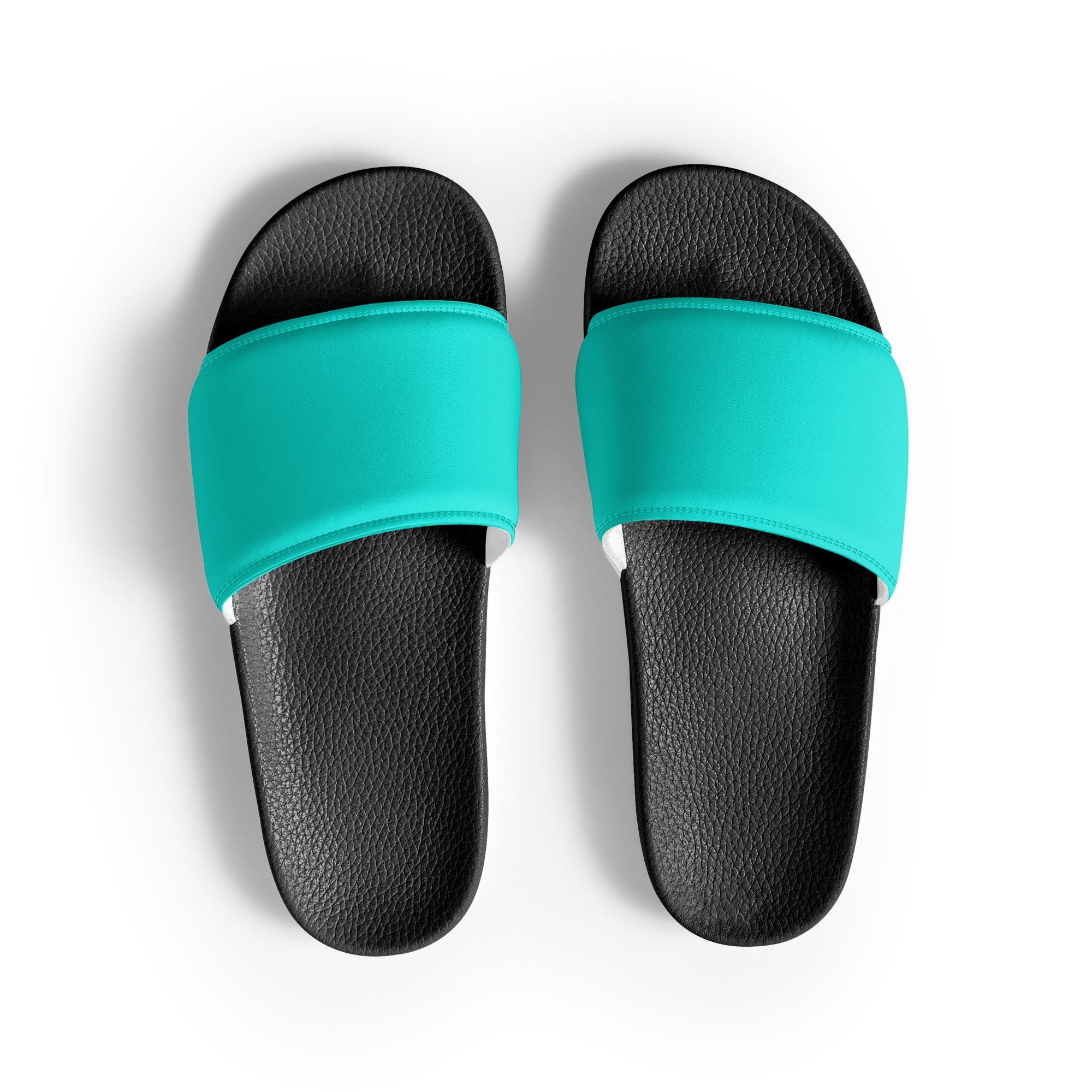 Bright Turquoise Color Men's Slides by Visual Verse - Image 1