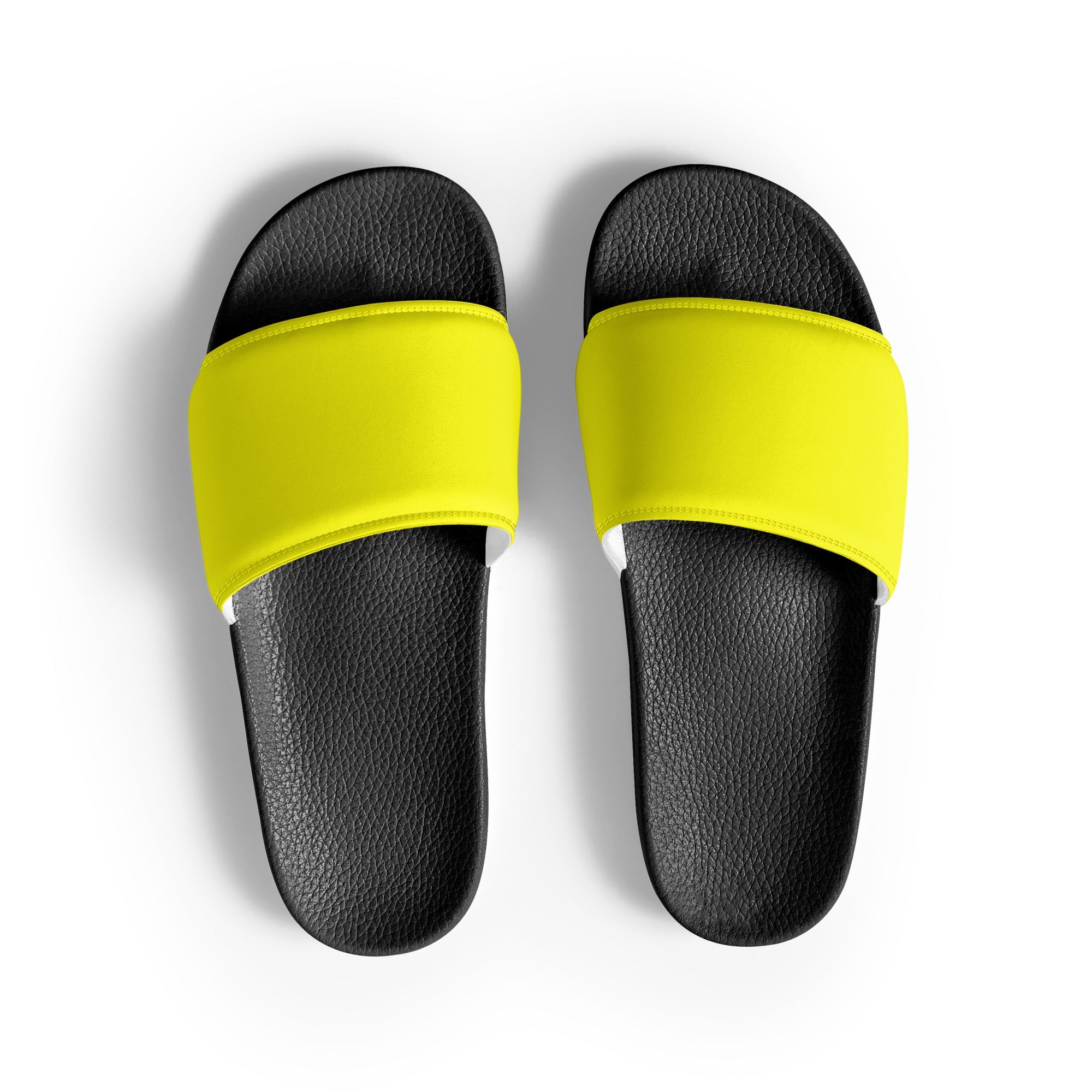 Bright Yellow Color Men's Slides by Visual Verse - Image 1