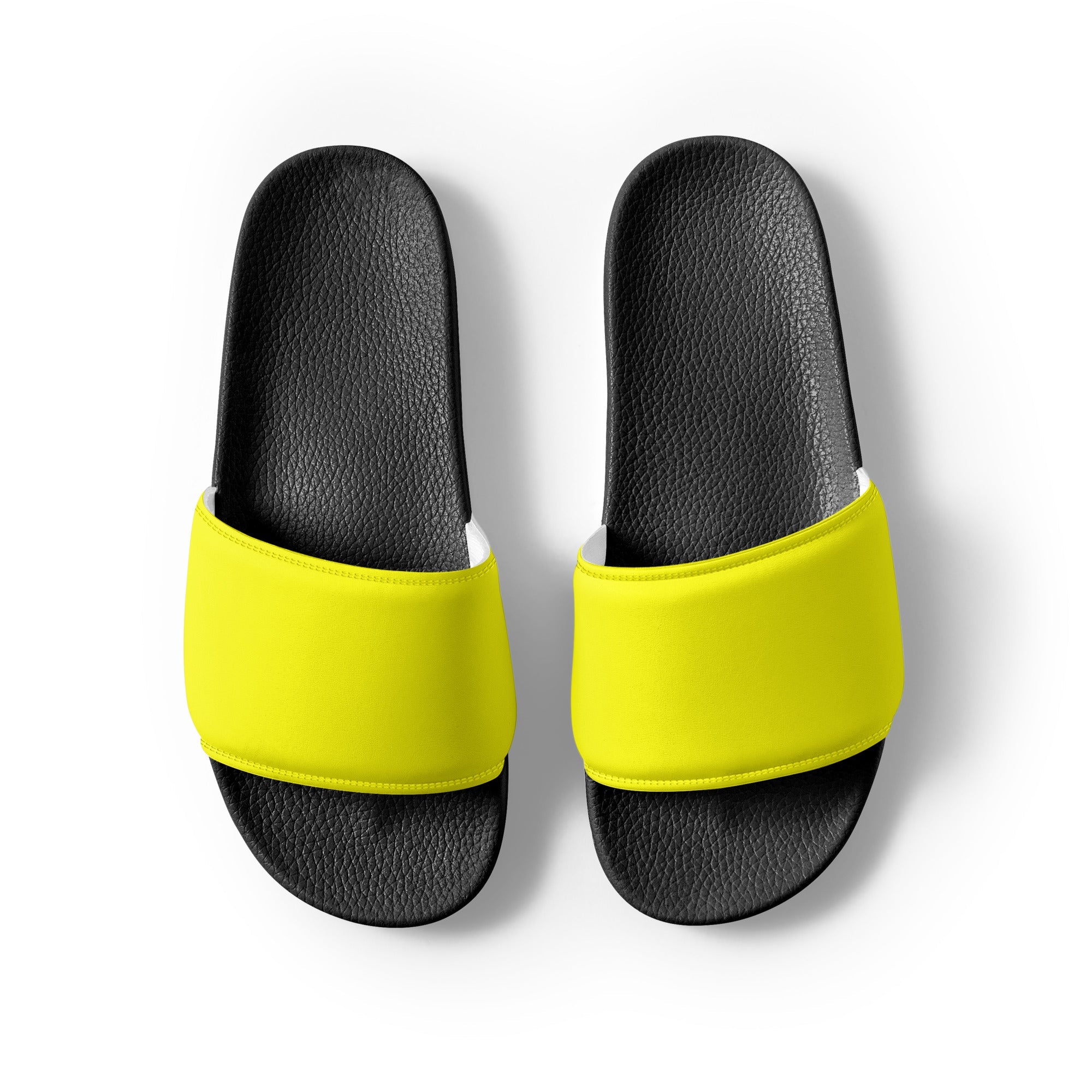 Bright Yellow Color Men's Slides by Visual Verse - Image 2