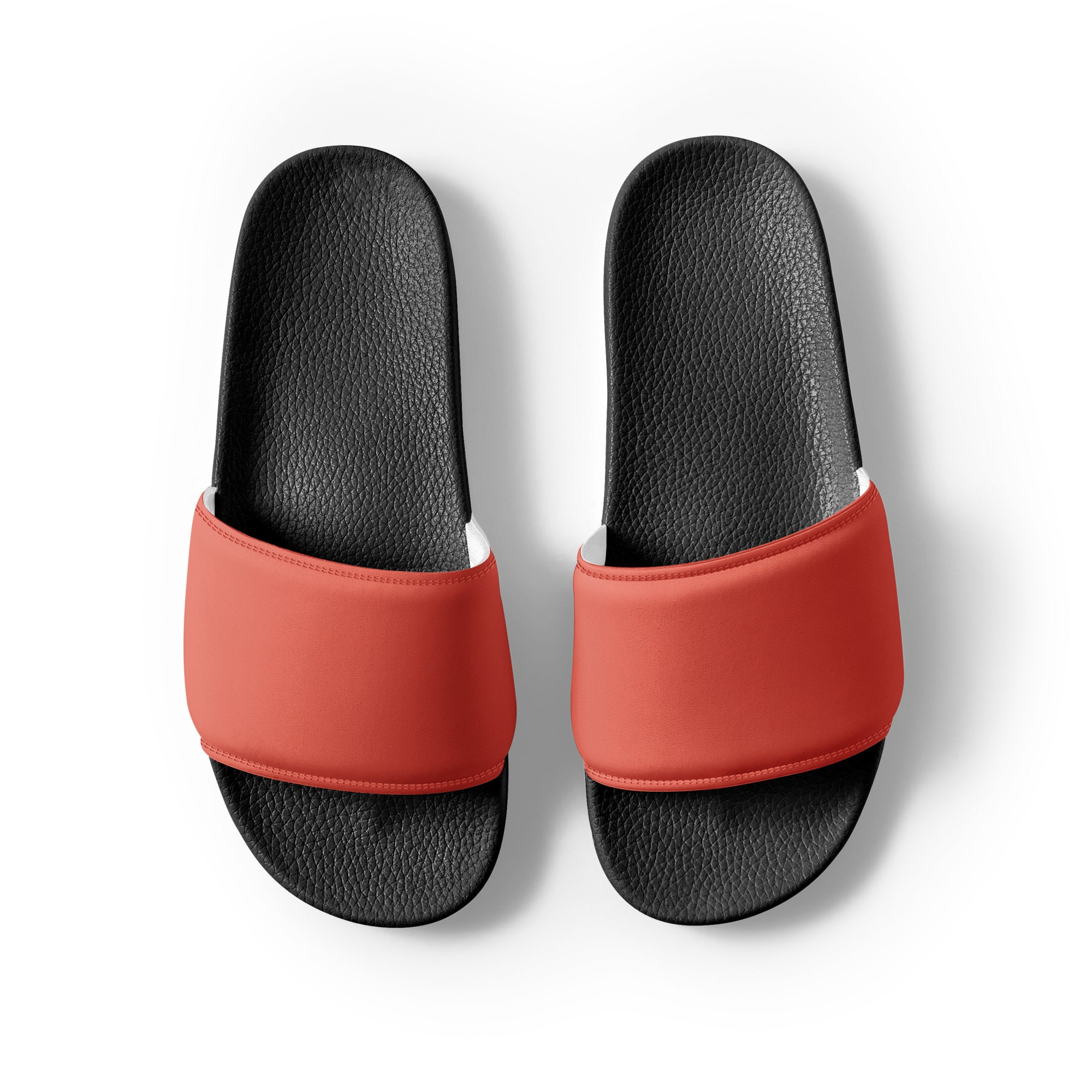 Brilliant Scarlet Color Men's Slides by Visual Verse - Image 2