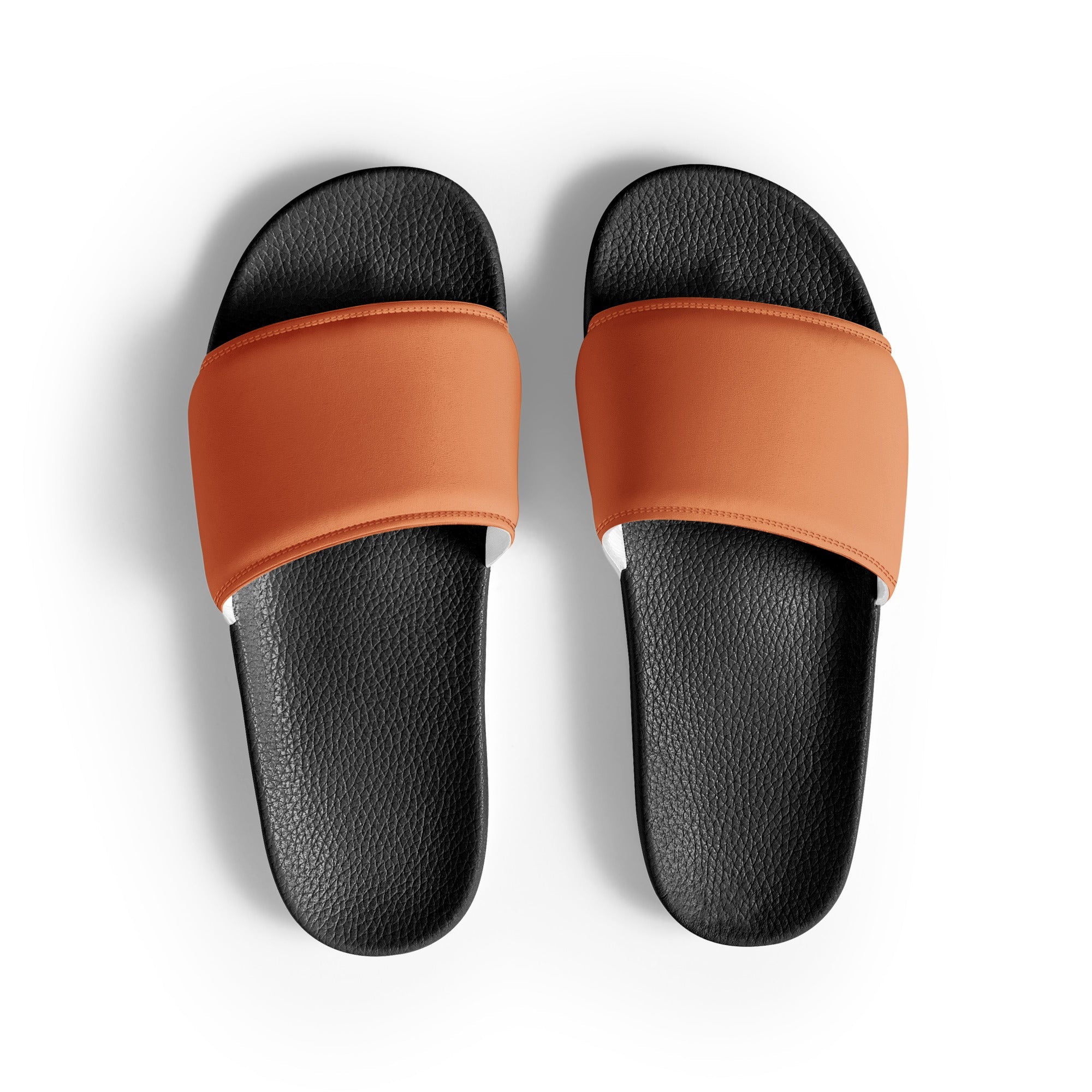 Brilliant Tangelo Color Men's Slides by Visual Verse - Image 1