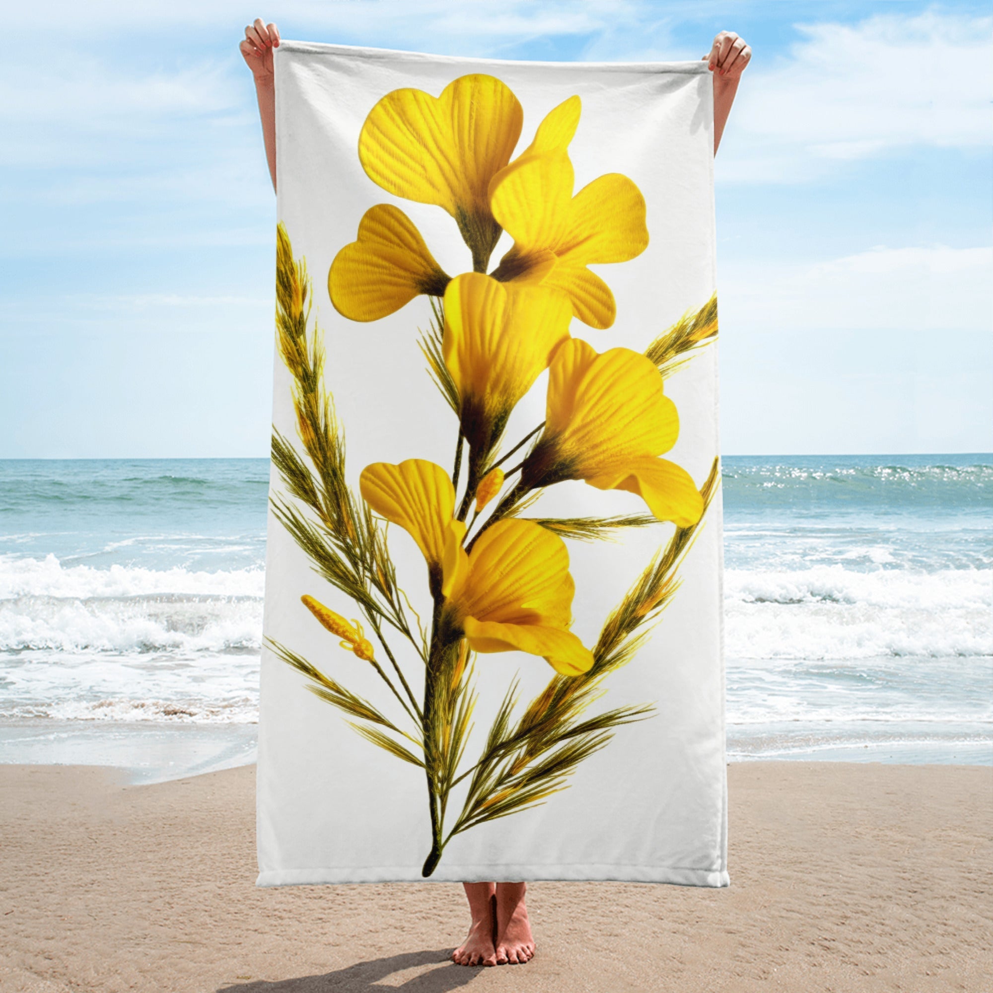 Broom Flower Beach Towel by Visual Verse - Image 1