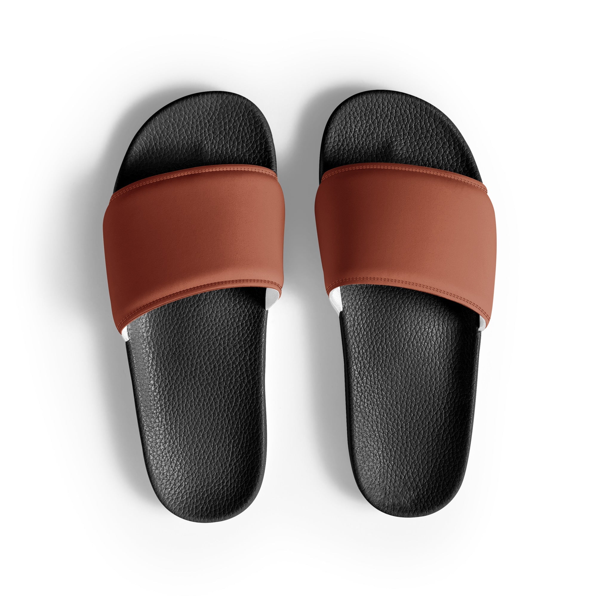 Brown Rust Color Men's Slides by Visual Verse - Image 1