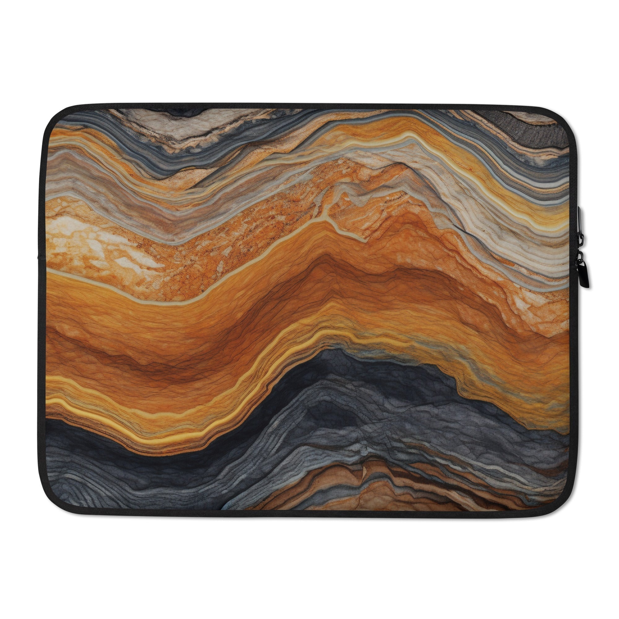 Brown Waves Granite Laptop Sleeve by Visual Verse - Image 1