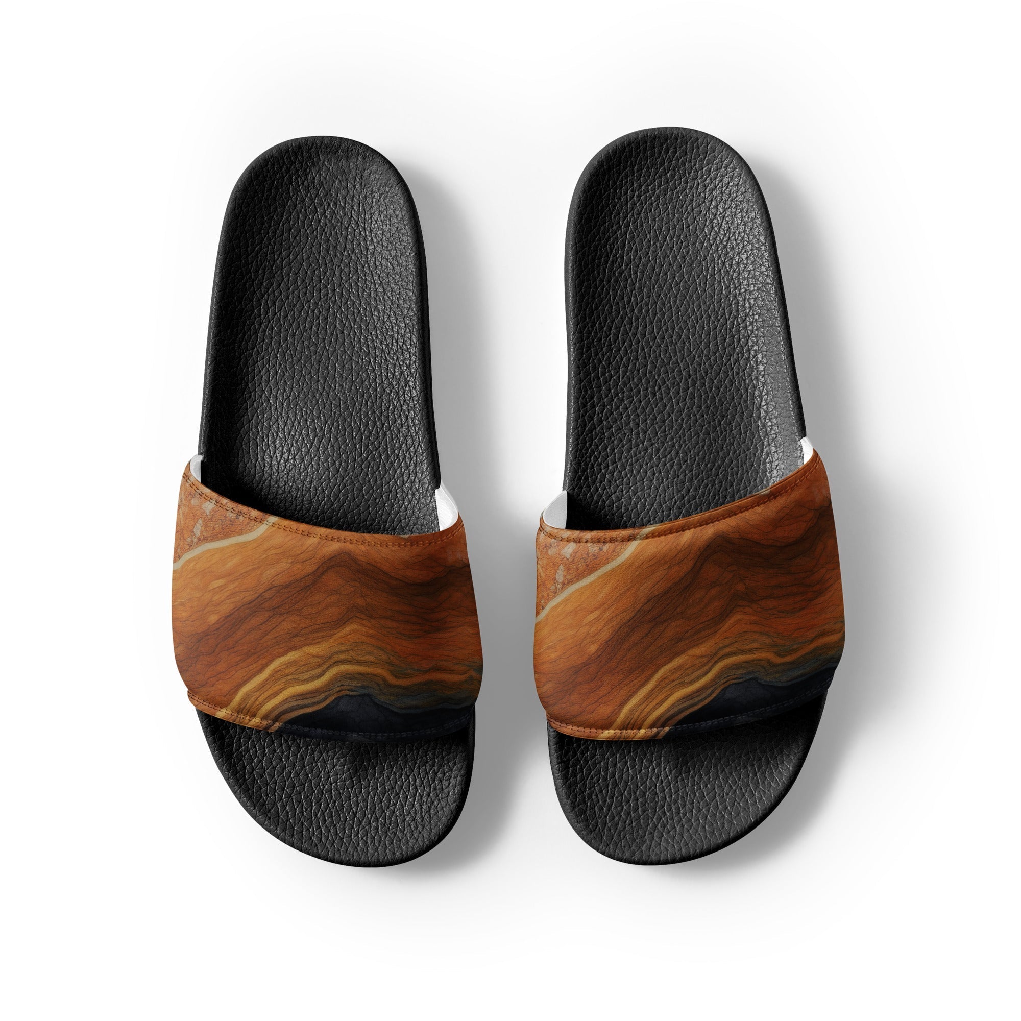 Brown Waves Granite Men's Slides by Visual Verse - Image 2