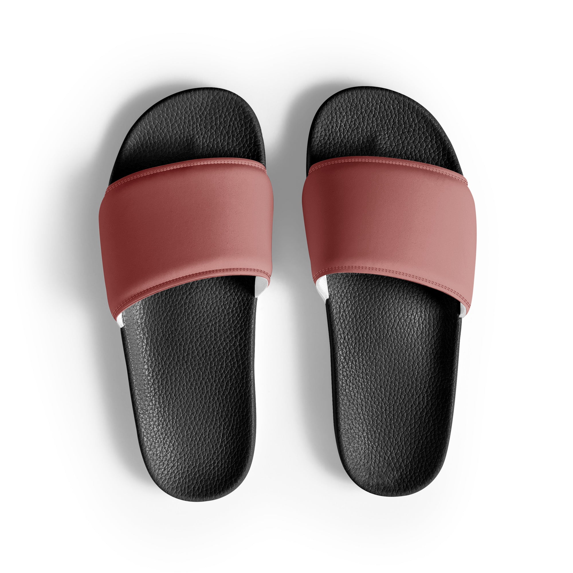 Brownish Pink Color Men's Slides by Visual Verse - Image 1