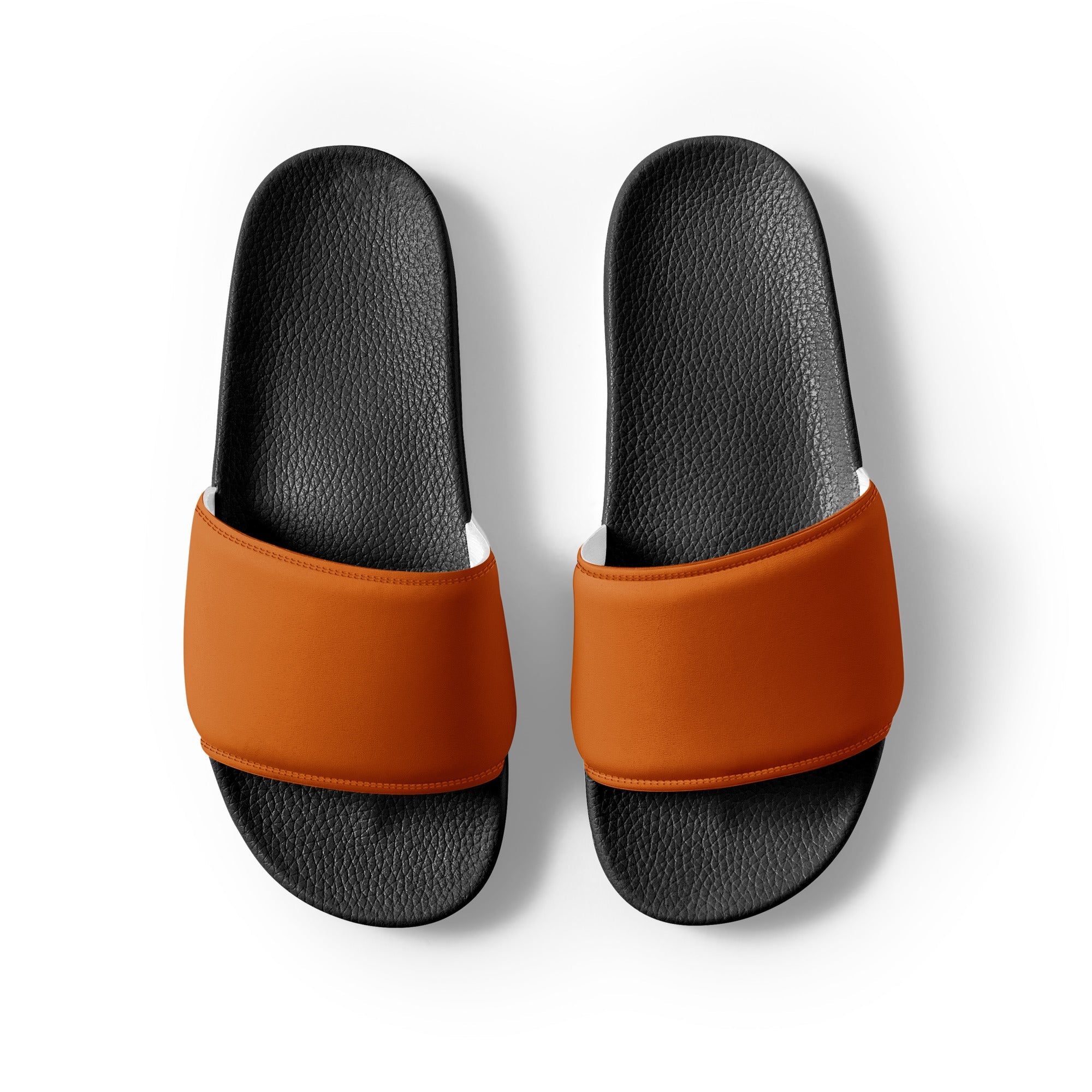 Burnt Orange Color Men's Slides by Visual Verse - Image 2