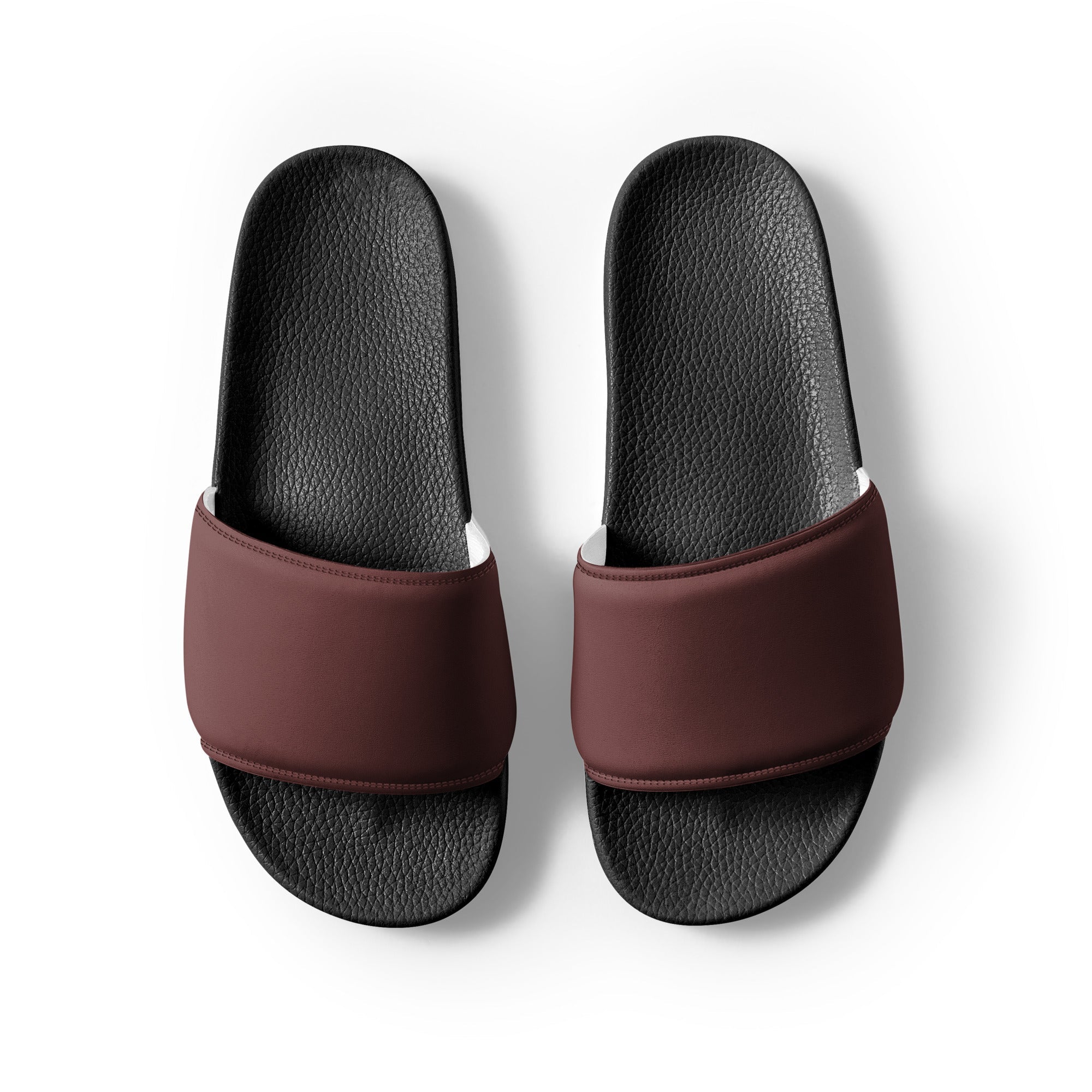 Burnt Sienna Color Men's Slides by Visual Verse - Image 2