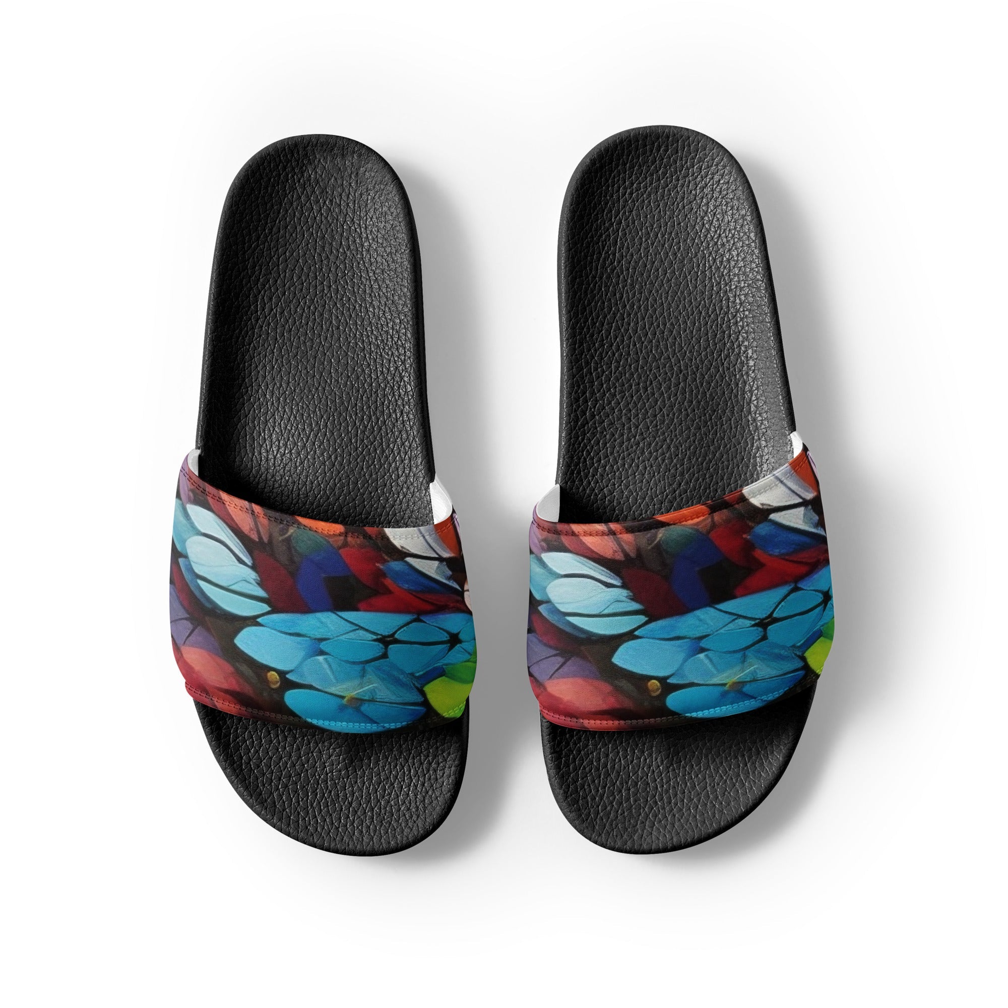 Butterfly Wings Up Close Men's Slides - Draw Inspiration by Visual Verse - Image 2