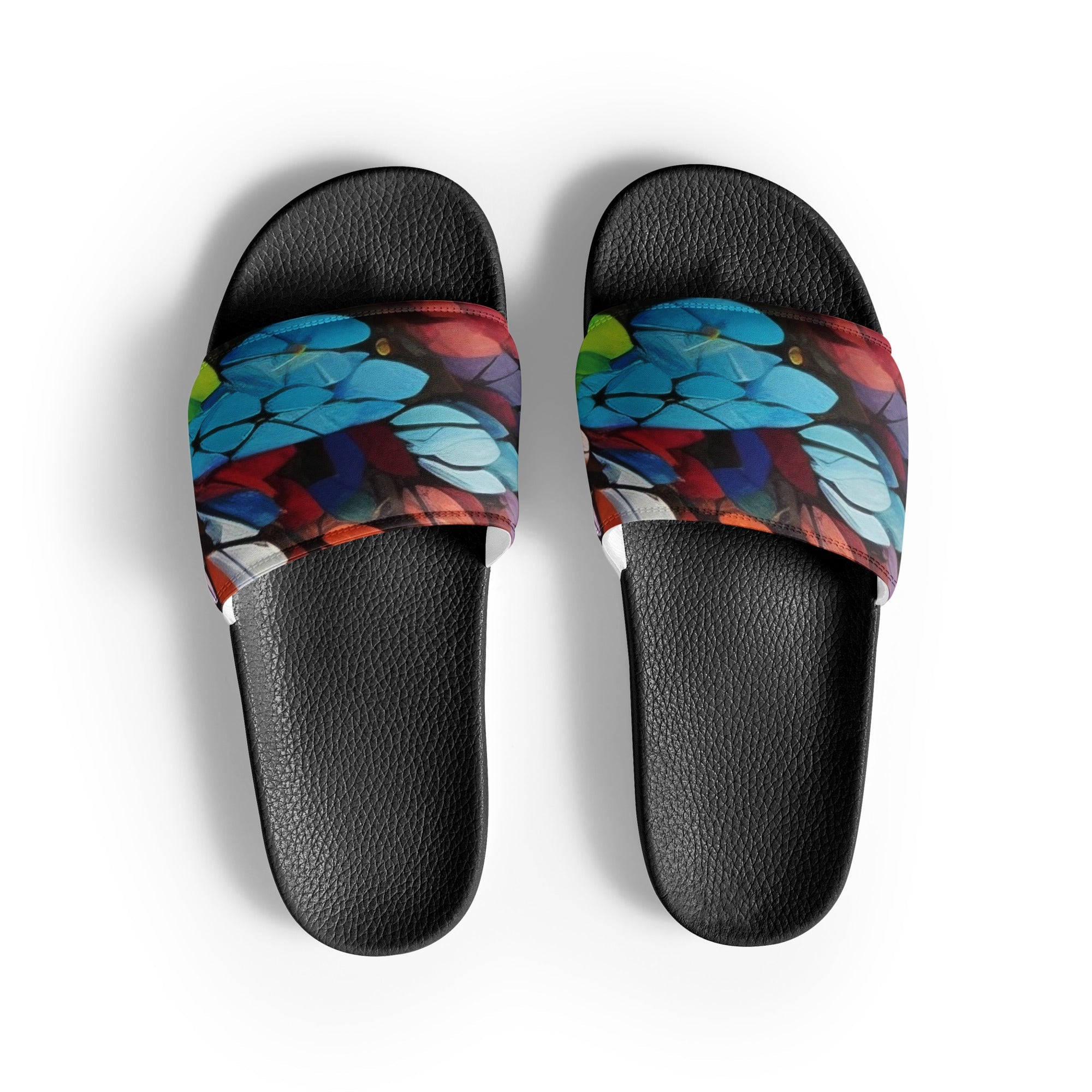 Butterfly Wings Up Close Women's Slides - Draw Inspiration by Visual Verse - Image 1