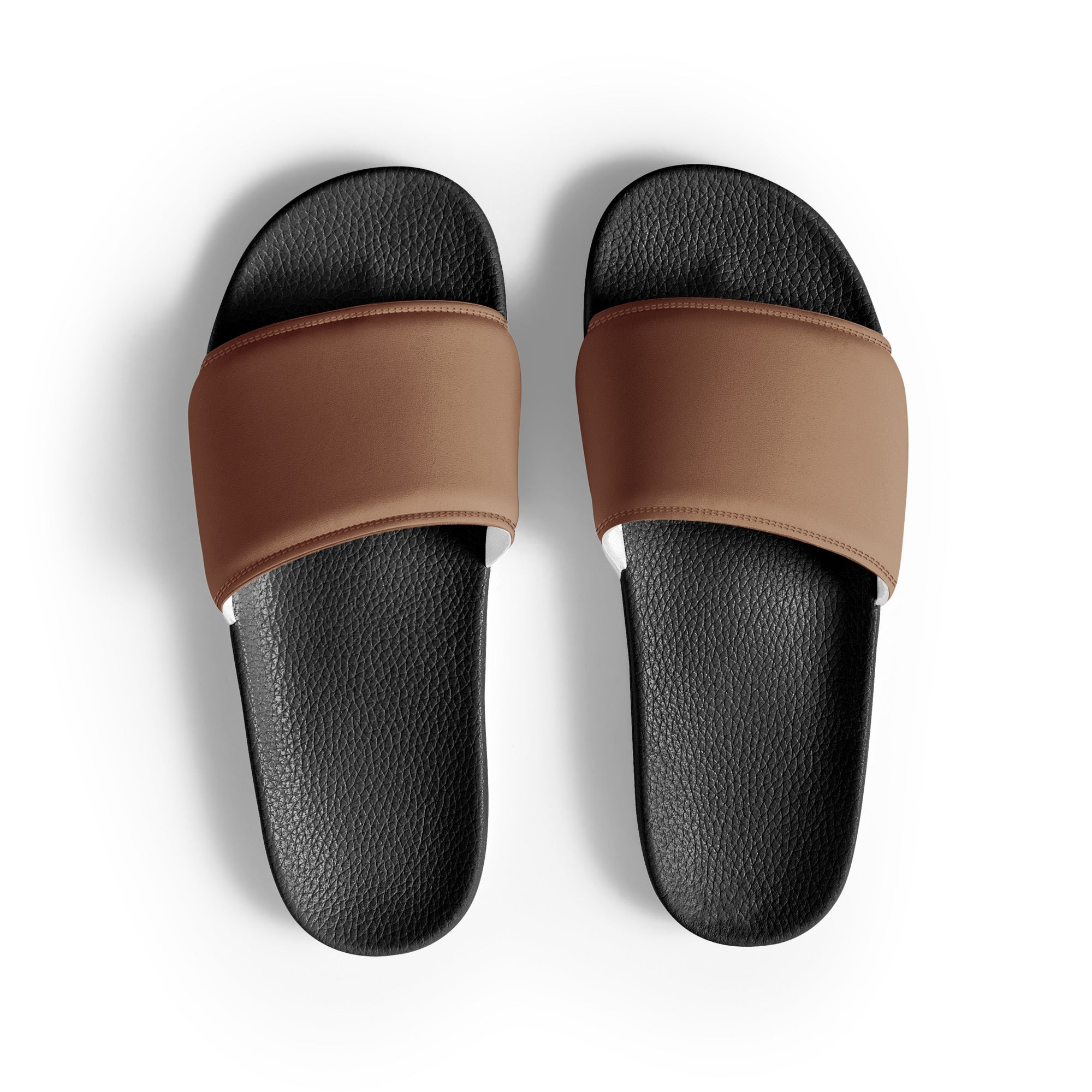 Café Au Lait Color Men's Slides by Visual Verse - Image 1