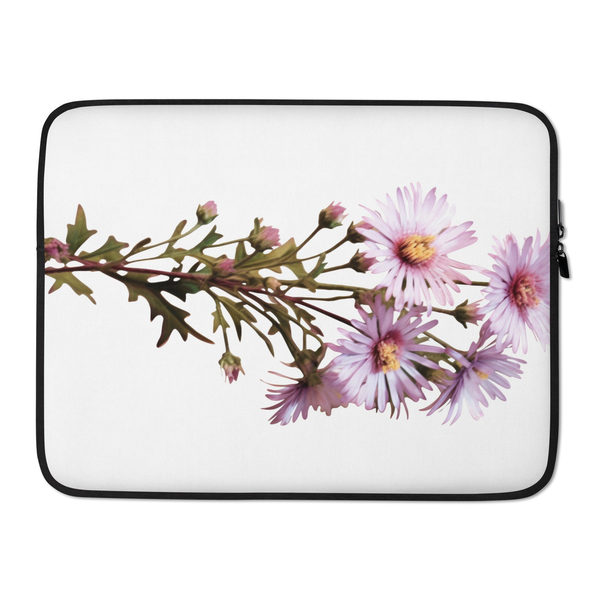 Calico Aster Flower Laptop Sleeve by Visual Verse - Image 1