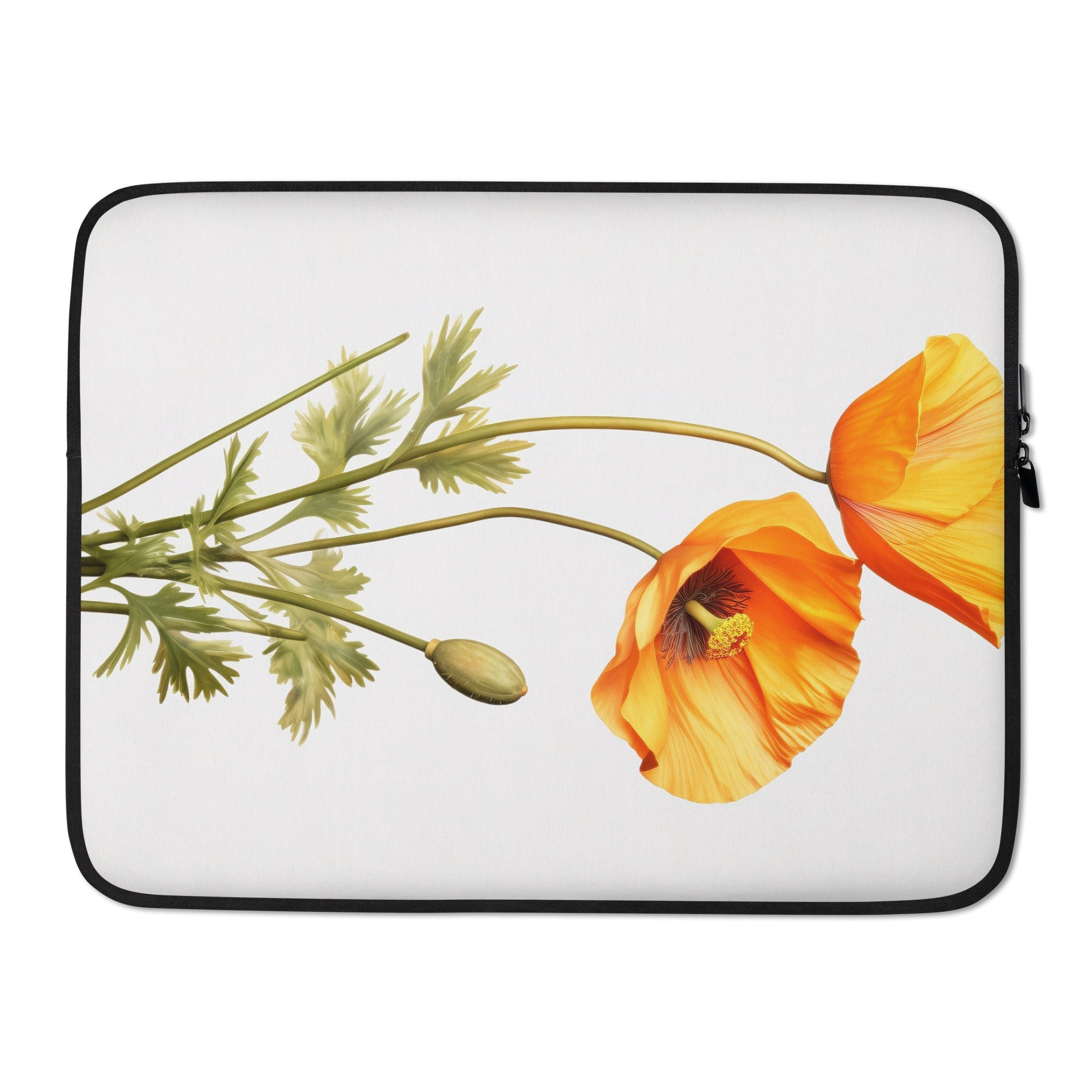 California Poppy Flower Laptop Sleeve by Visual Verse - Image 1