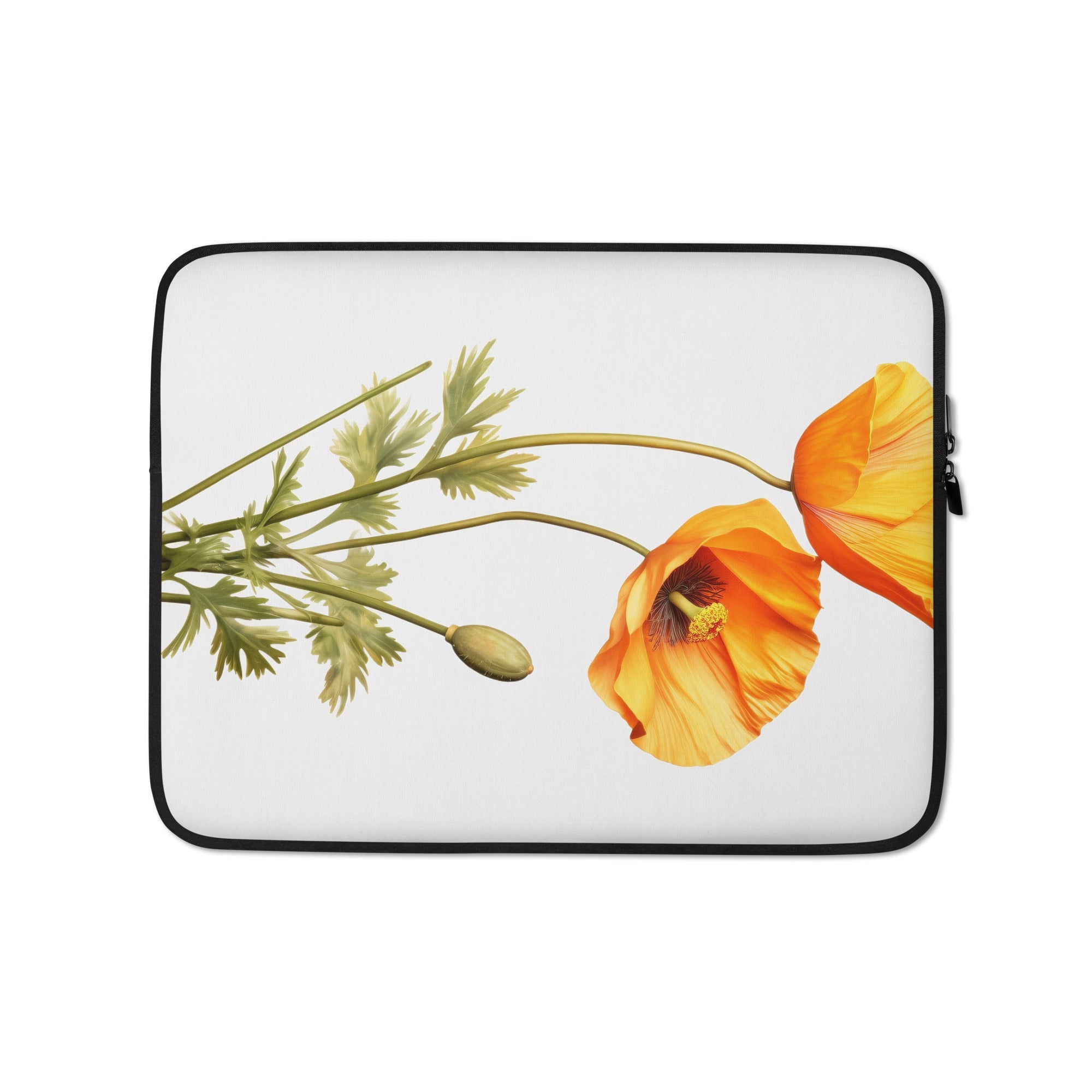 California Poppy Flower Laptop Sleeve by Visual Verse - Image 2