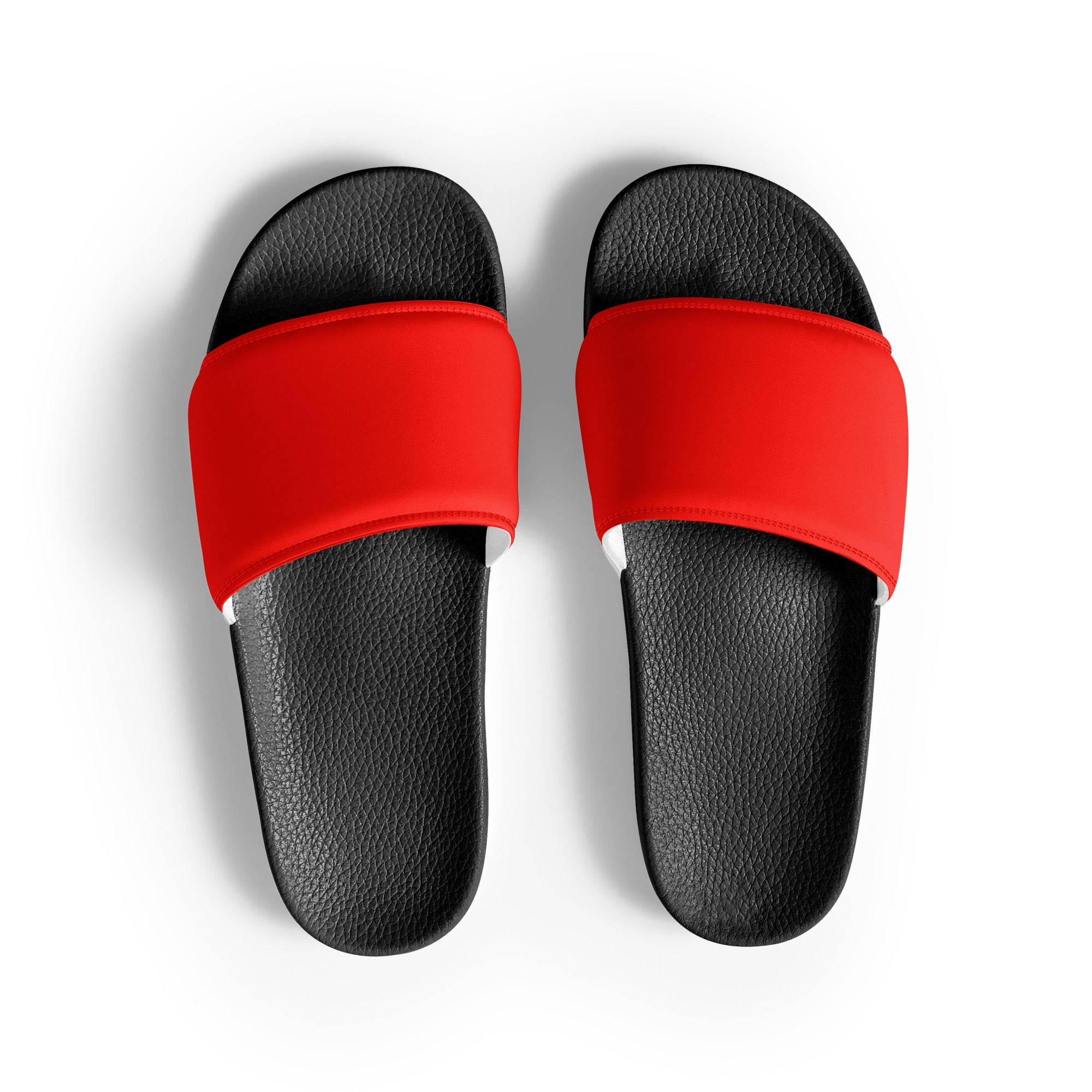 Candy Apple Red Color Men's Slides by Visual Verse - Image 1